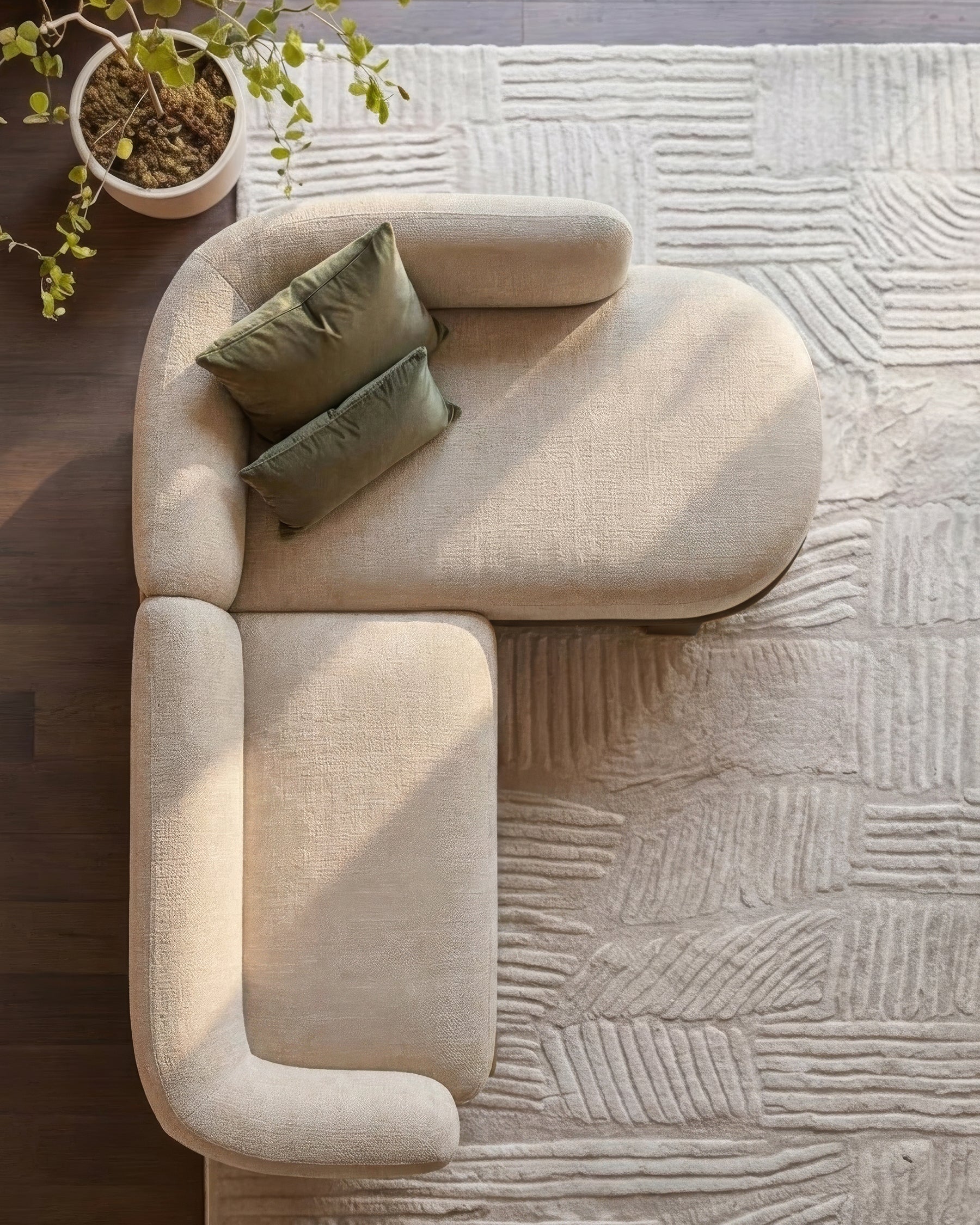 Florence natural fabric with dark wood right hand facing chaise sofa - Image 4