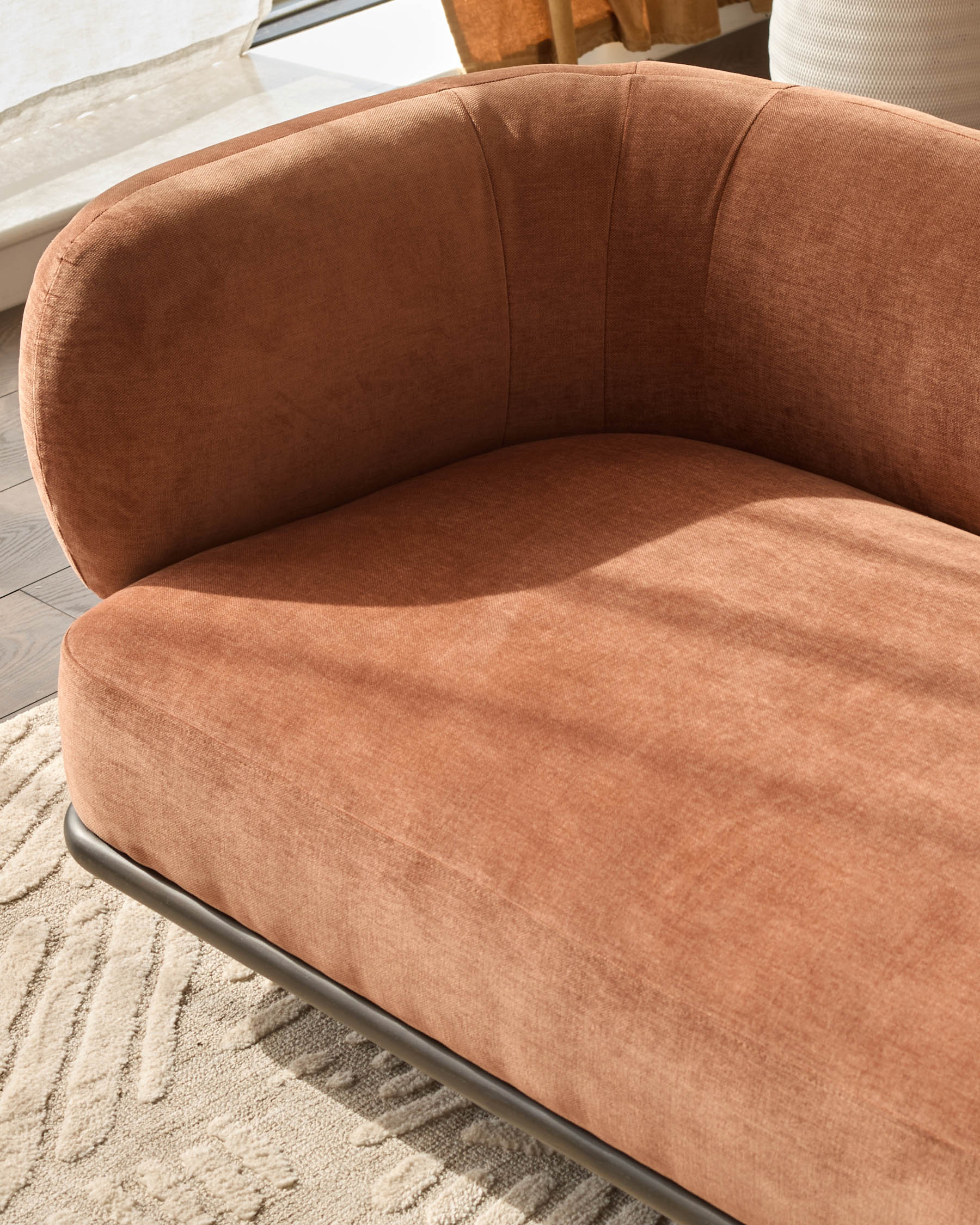 Florence apricot fabric 2 seater sofa - Image 3