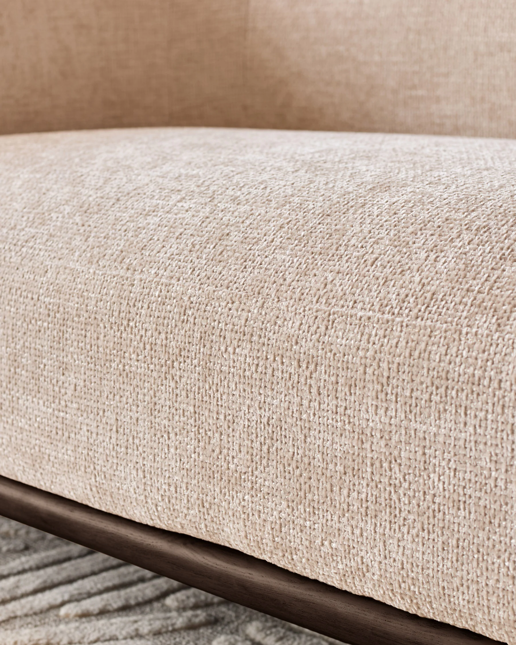 Florence natural fabric with dark wood left hand facing small corner sofa - Image 4