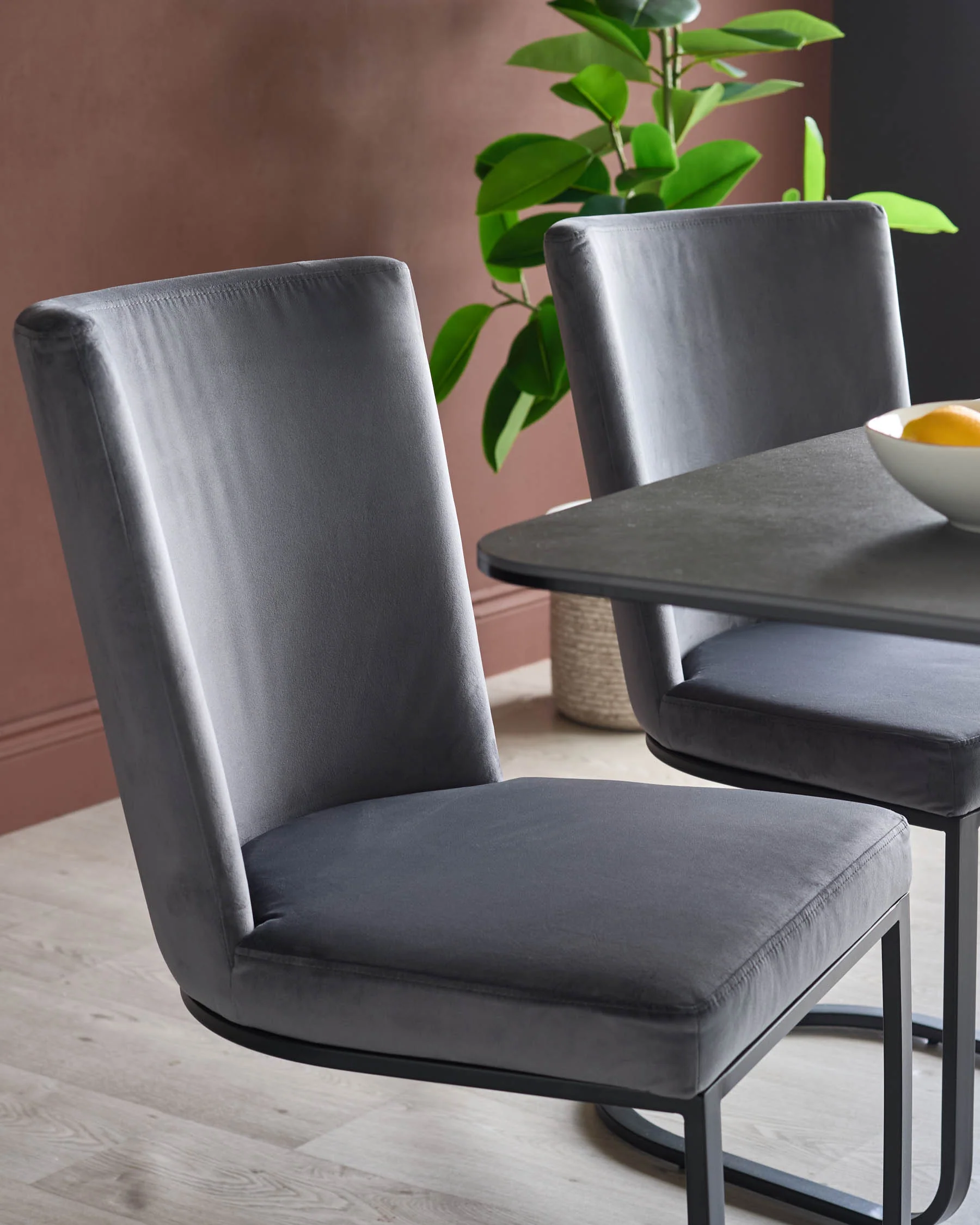 Form Dark Grey Velvet Dining Chair - Image 7