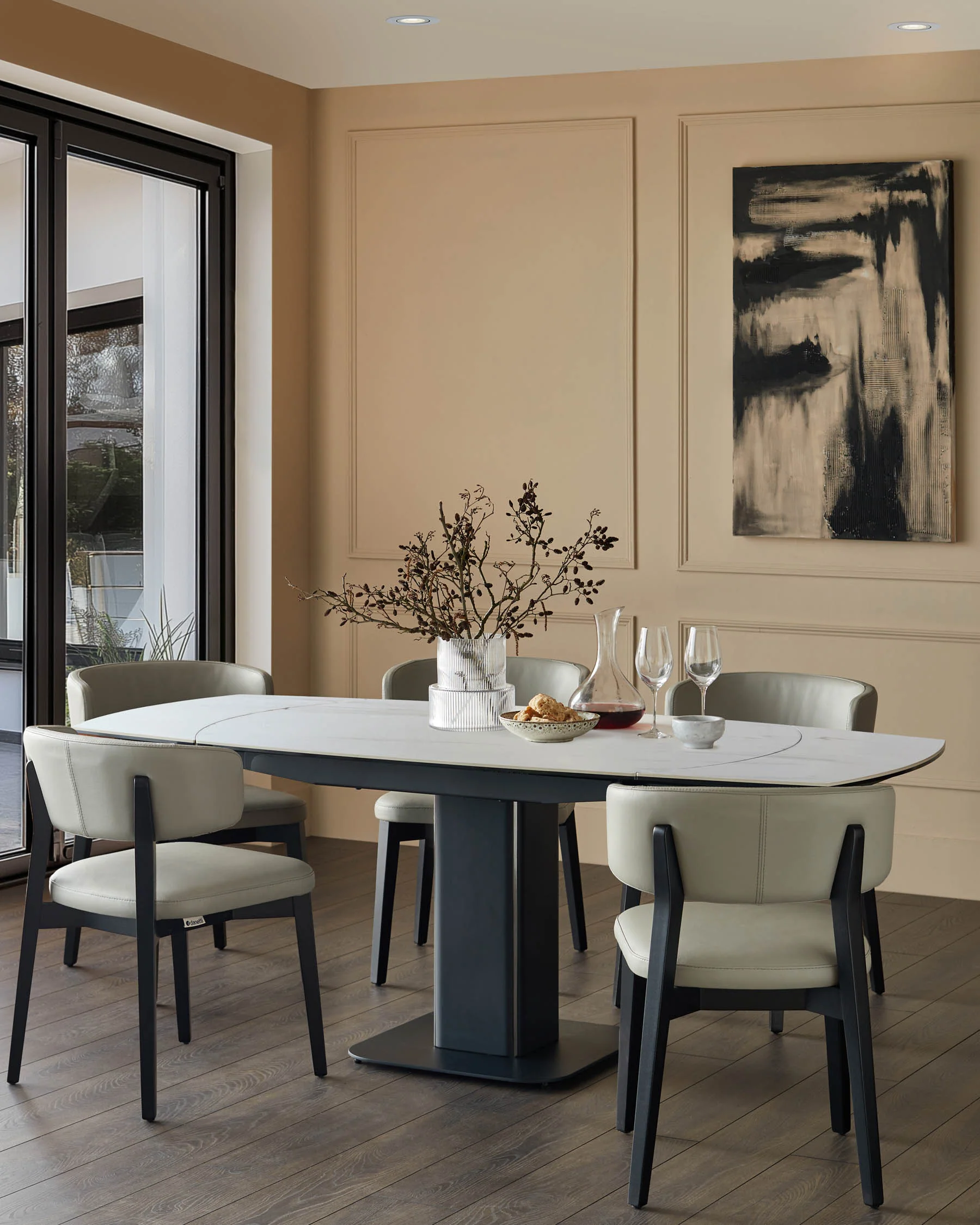 Fraser white ceramic 4-6 seater extending dining table - Image 4