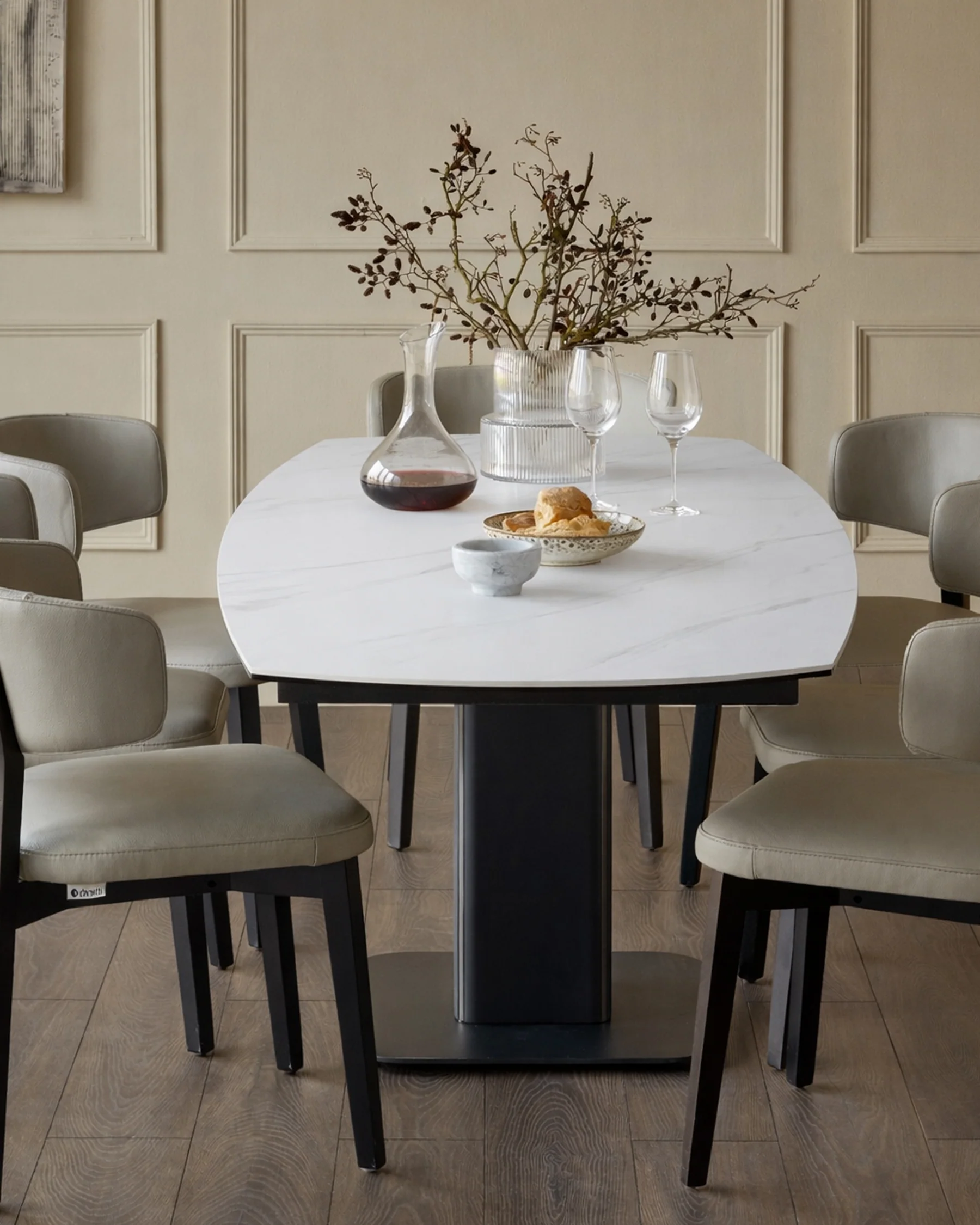 Fraser white ceramic 4-6 seater extending dining table - Image 7