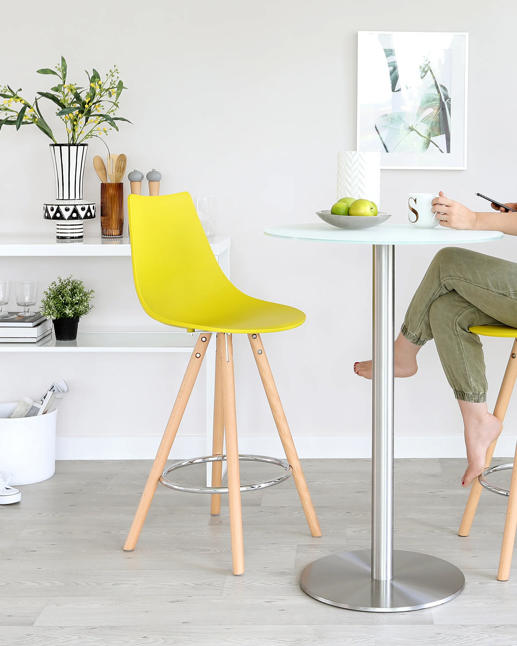 Grande White Frosted Glass 2 Seater Bar Table - Image 3