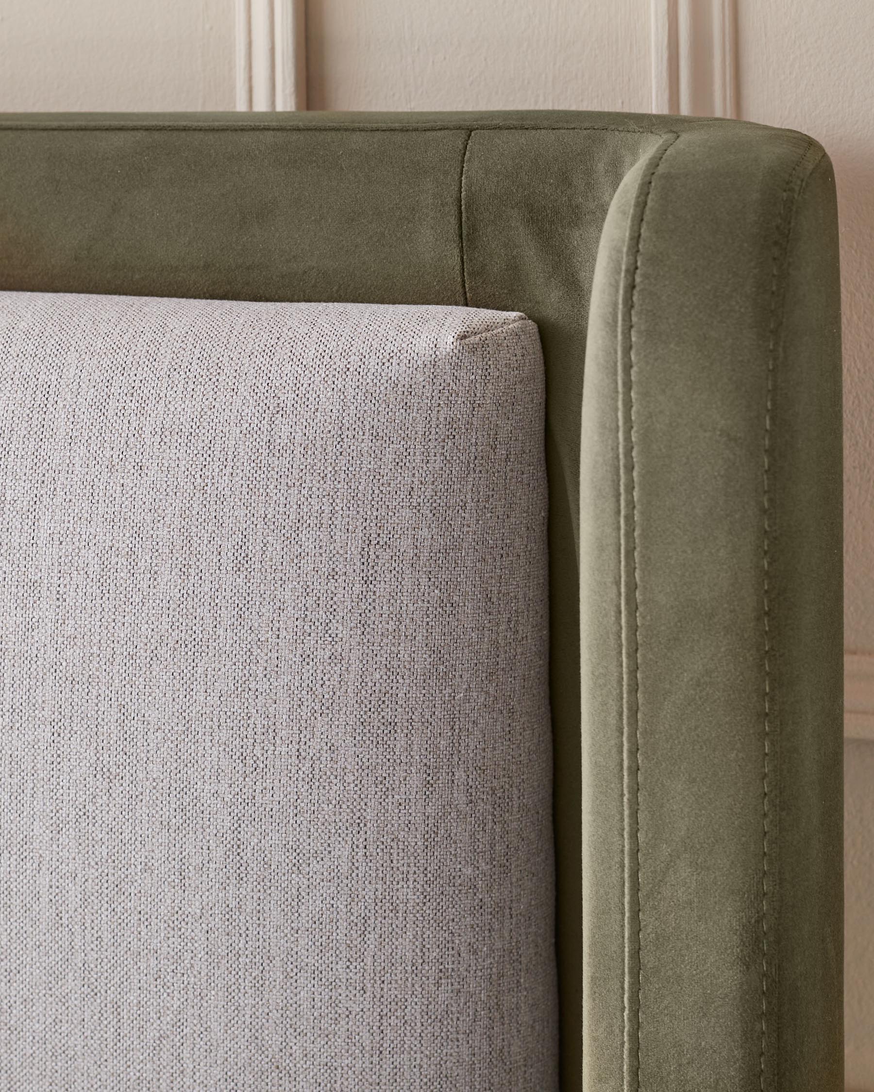 Grove natural fabric and olive green velvet double ottoman storage bed - Image 7