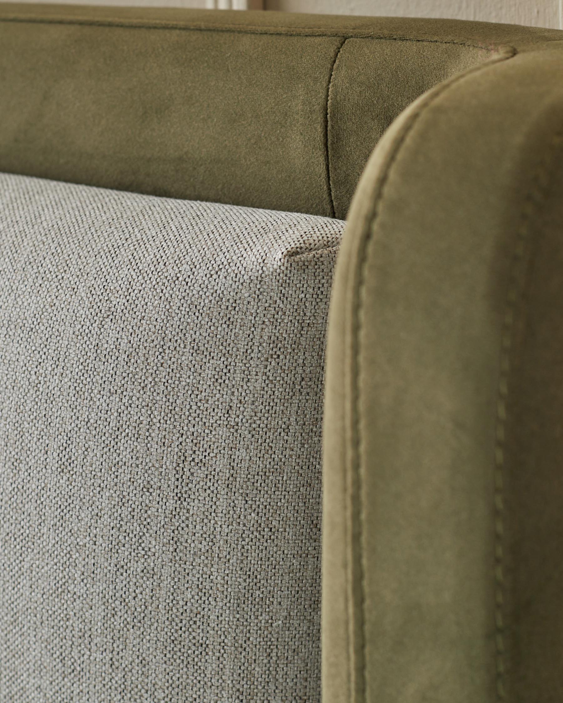 Grove natural fabric and olive green velvet king size ottoman storage bed - Image 8