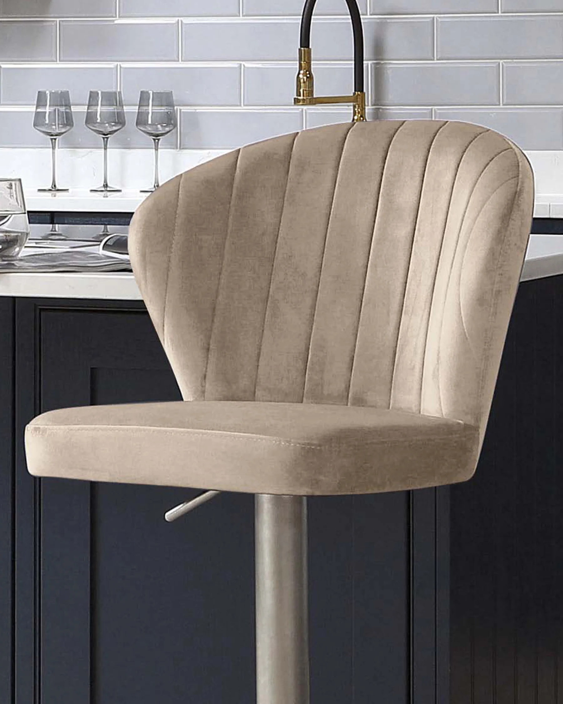 Harper Champagne Velvet Gas Lift Bar Stool - Image 6