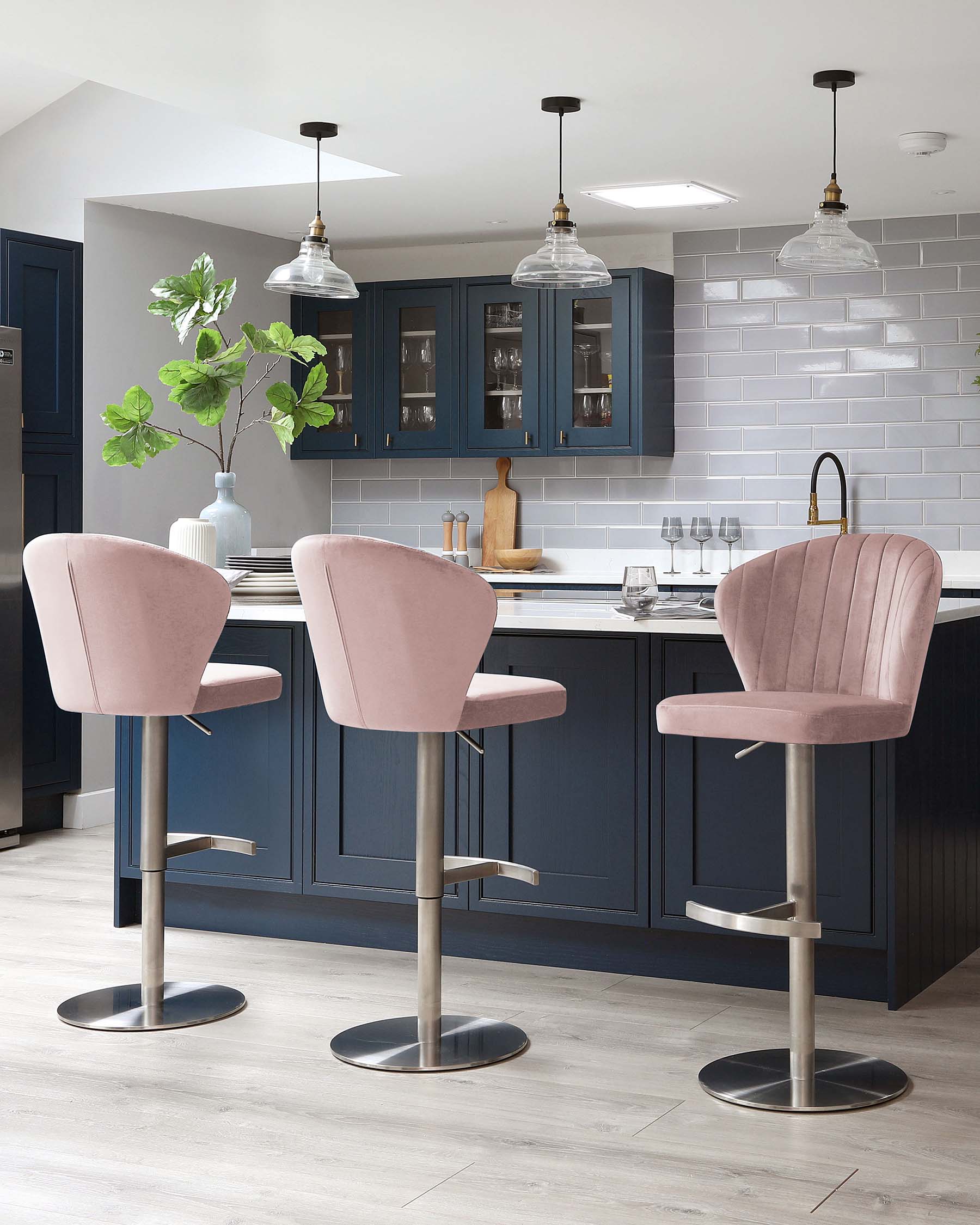 Harper Pink Velvet Gas Lift Bar Stool - Image 3