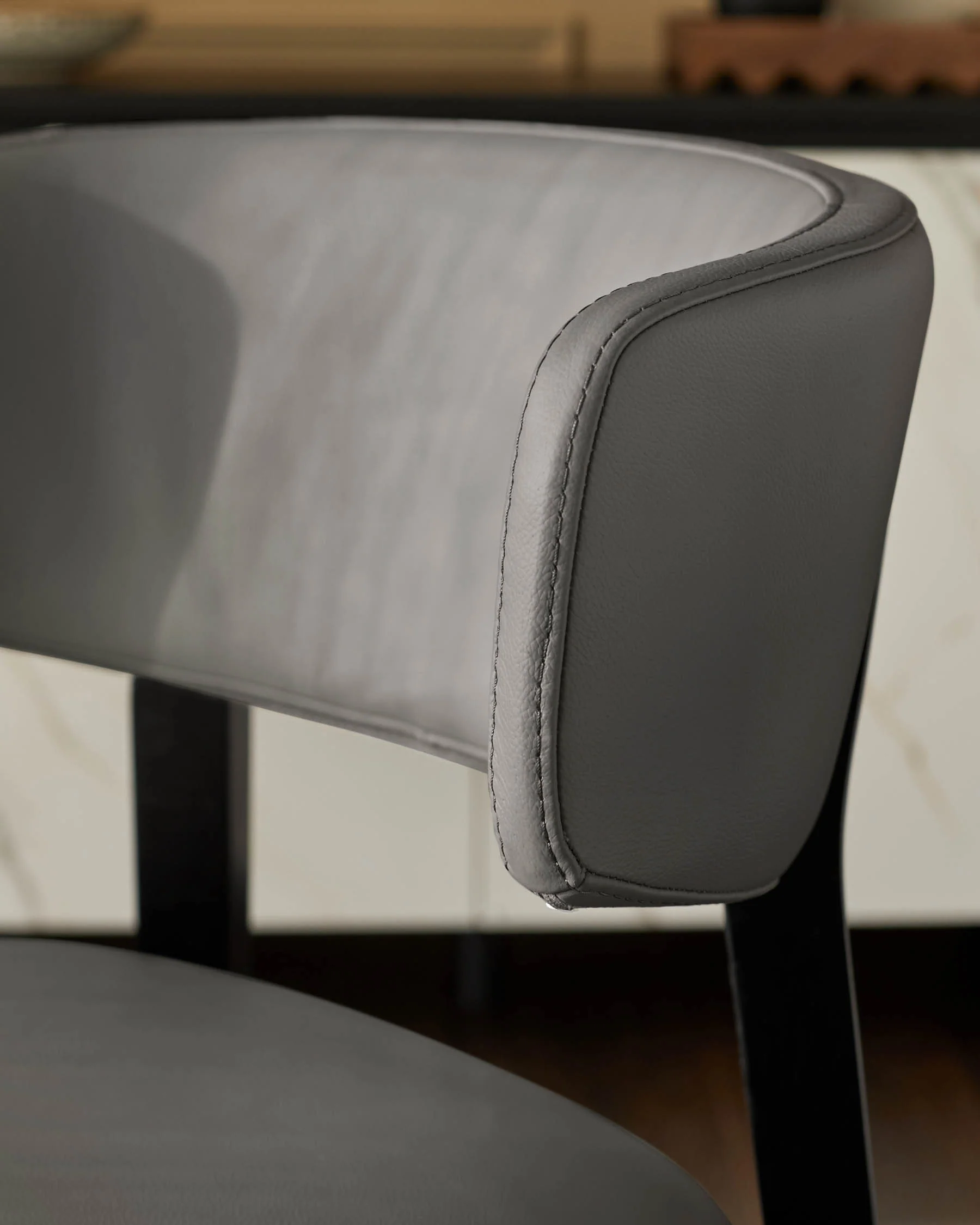 Harris dark grey leather dining chair - Image 10