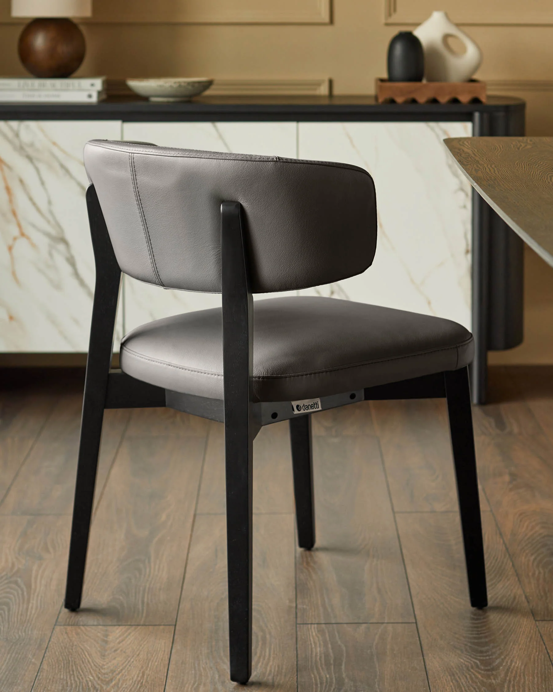 Harris dark grey leather dining chair - Image 2