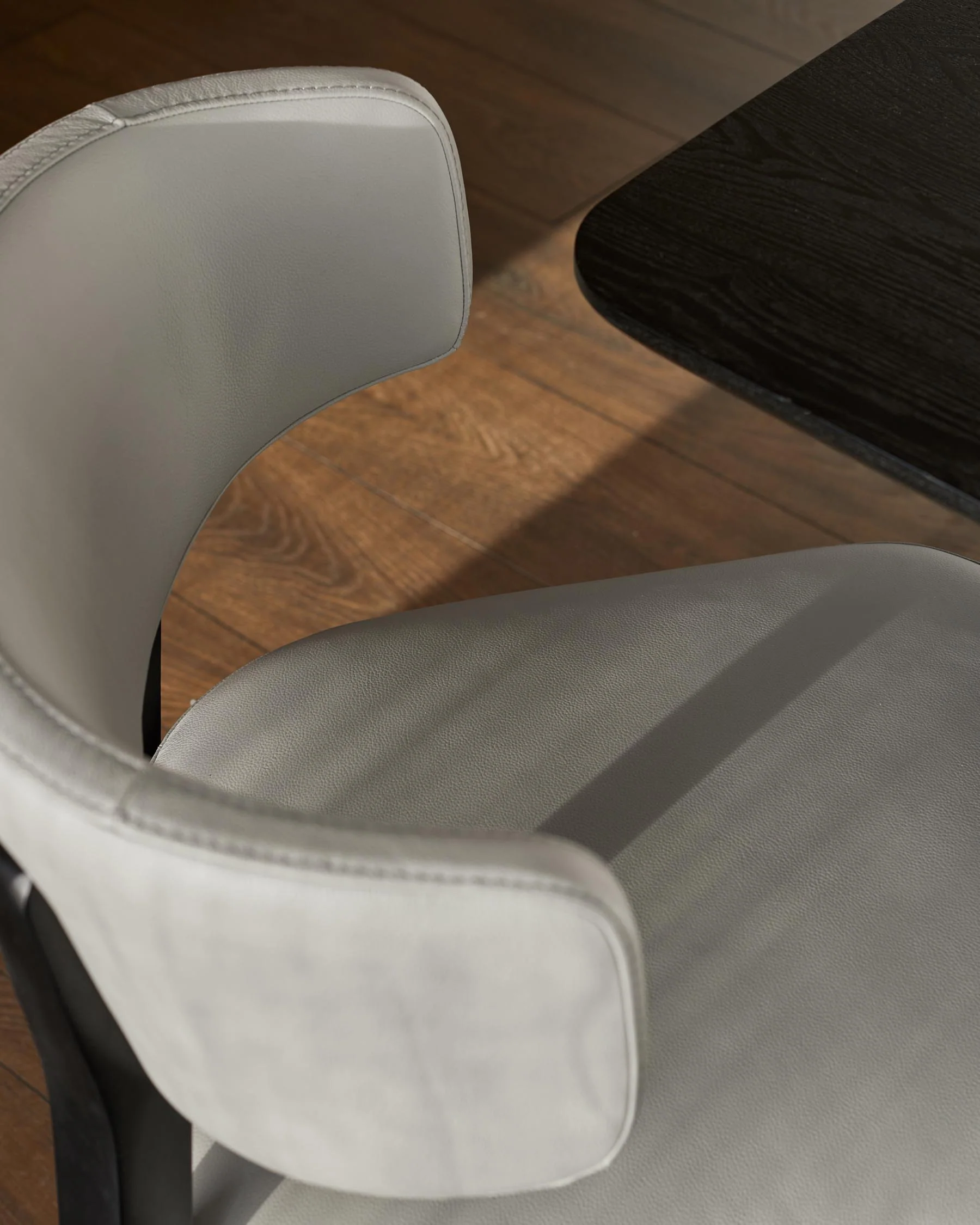 Harris light grey leather dining chair - Image 6