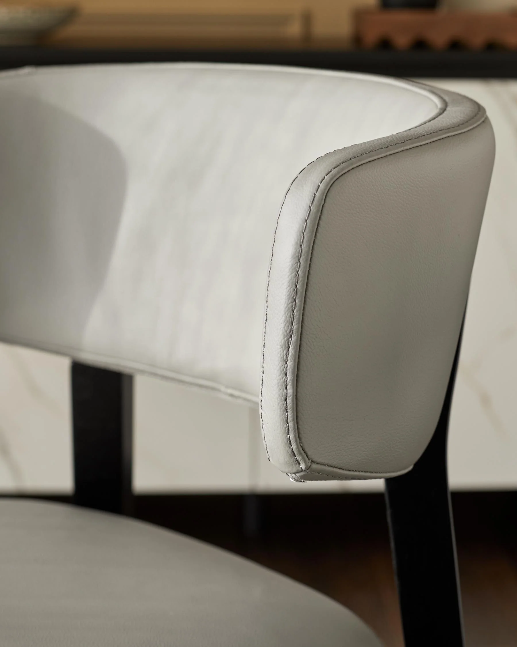 Harris light grey leather dining chair - Image 8