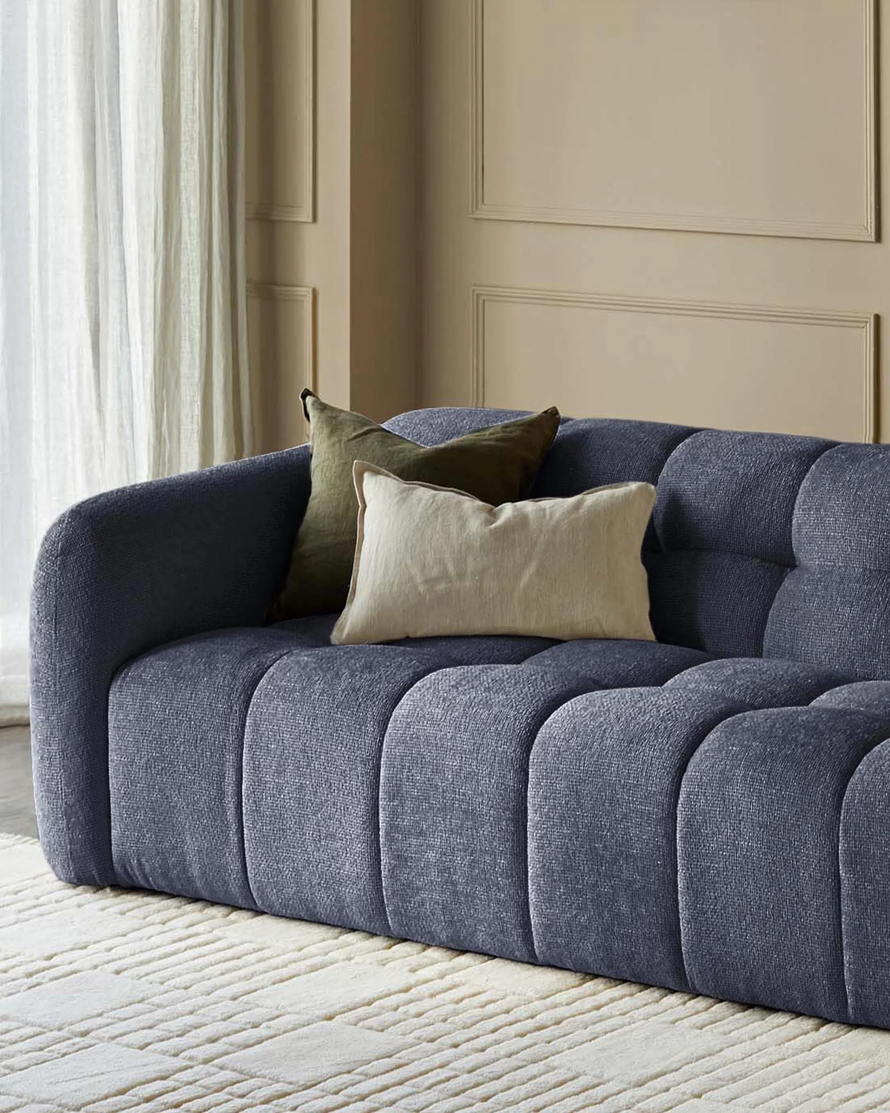 Hayes dark blue fabric 3 seater sofa - Image 3