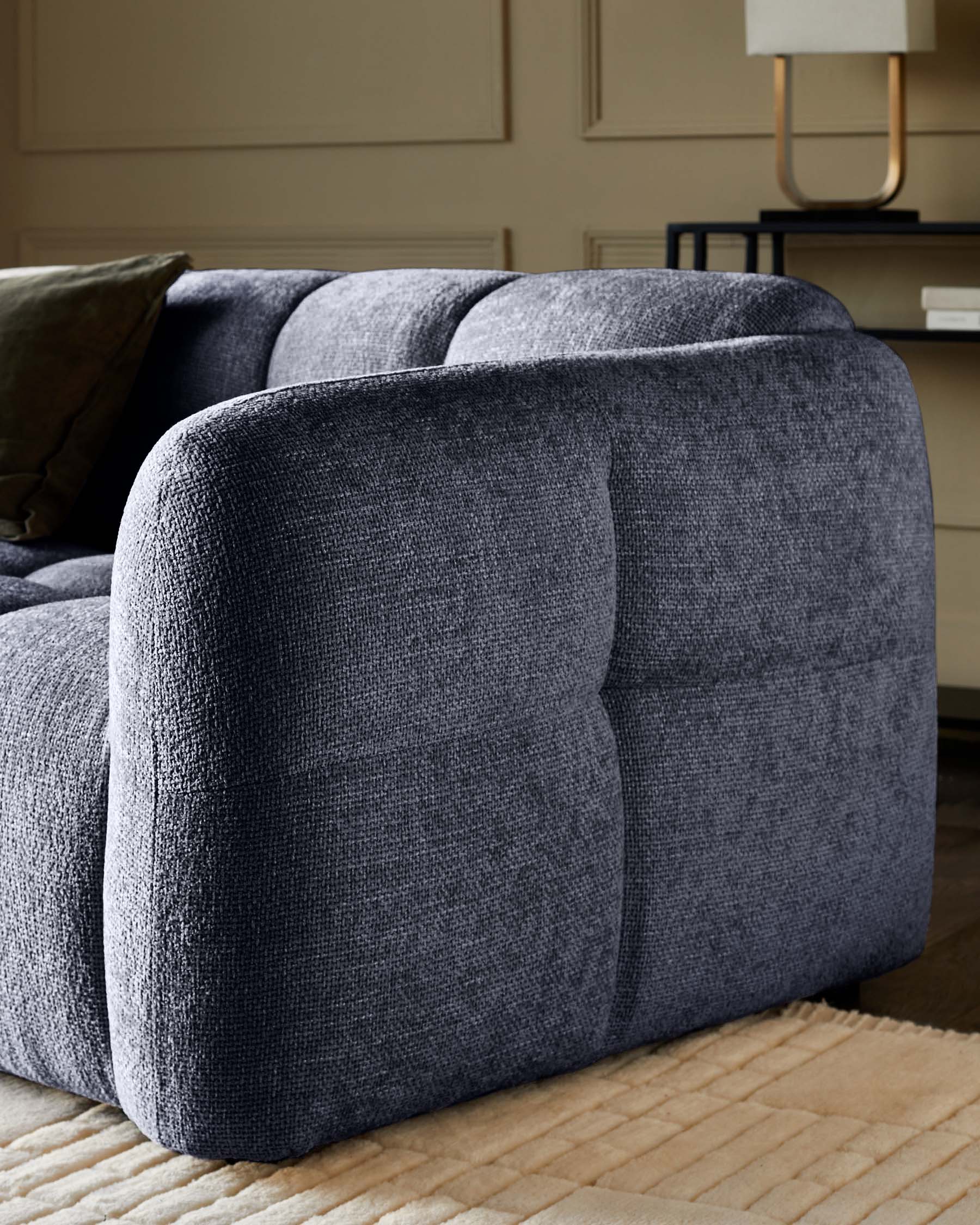 Hayes dark blue fabric 3 seater sofa - Image 5