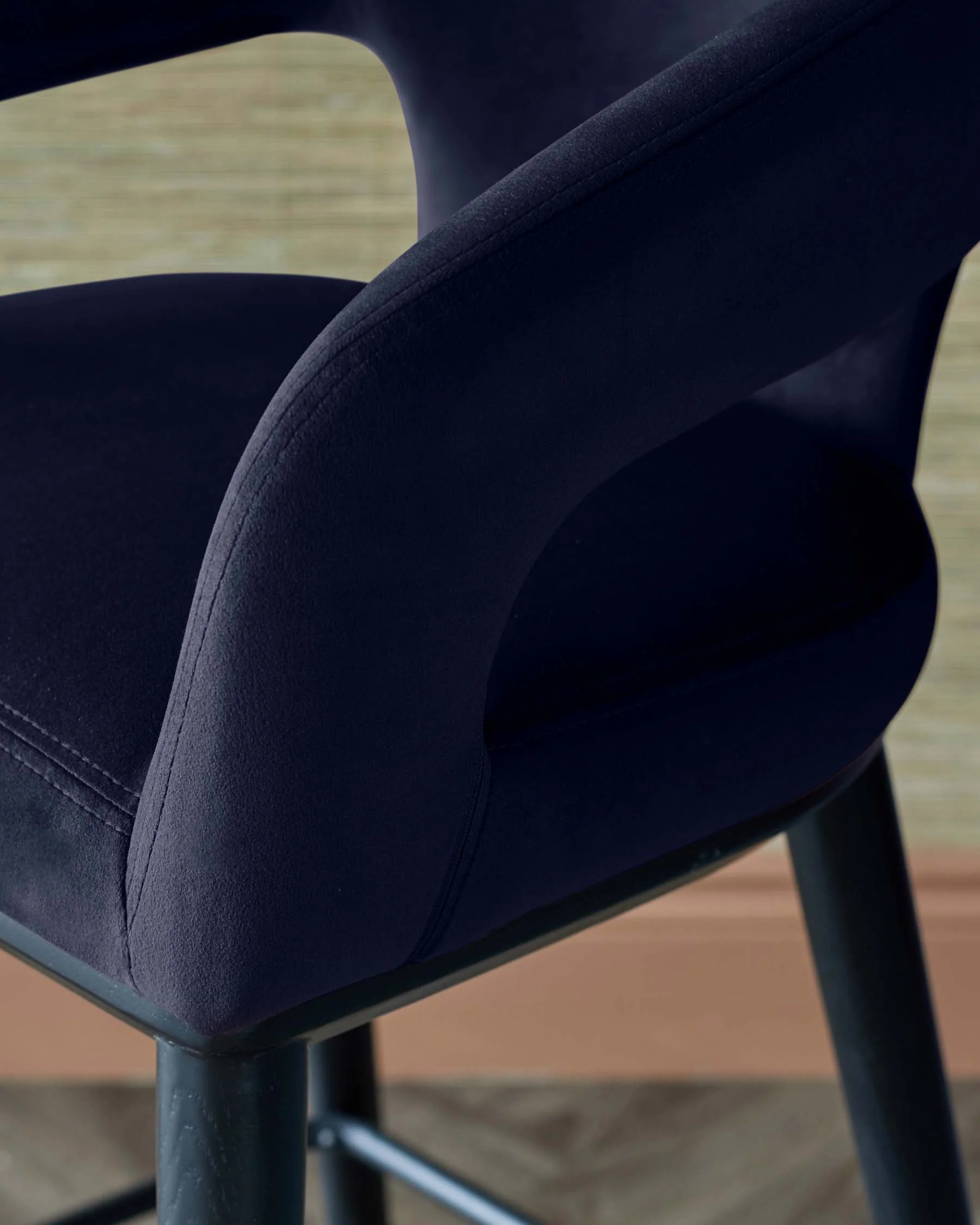 Heath navy recycled velvet bar stool - Image 5