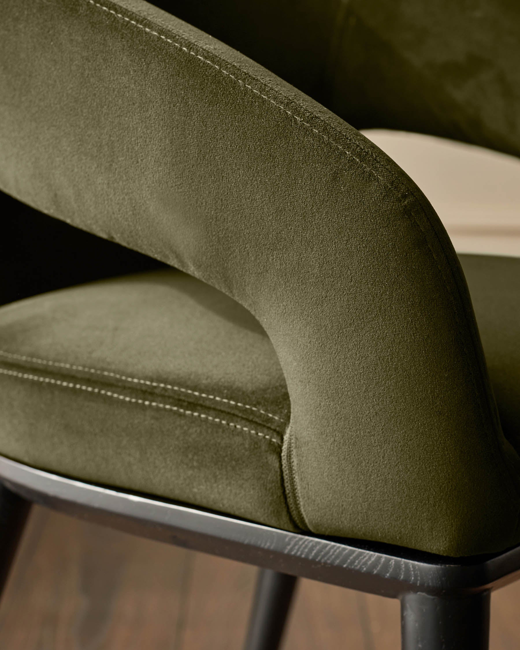 Heath olive green velvet dining chair - Image 3