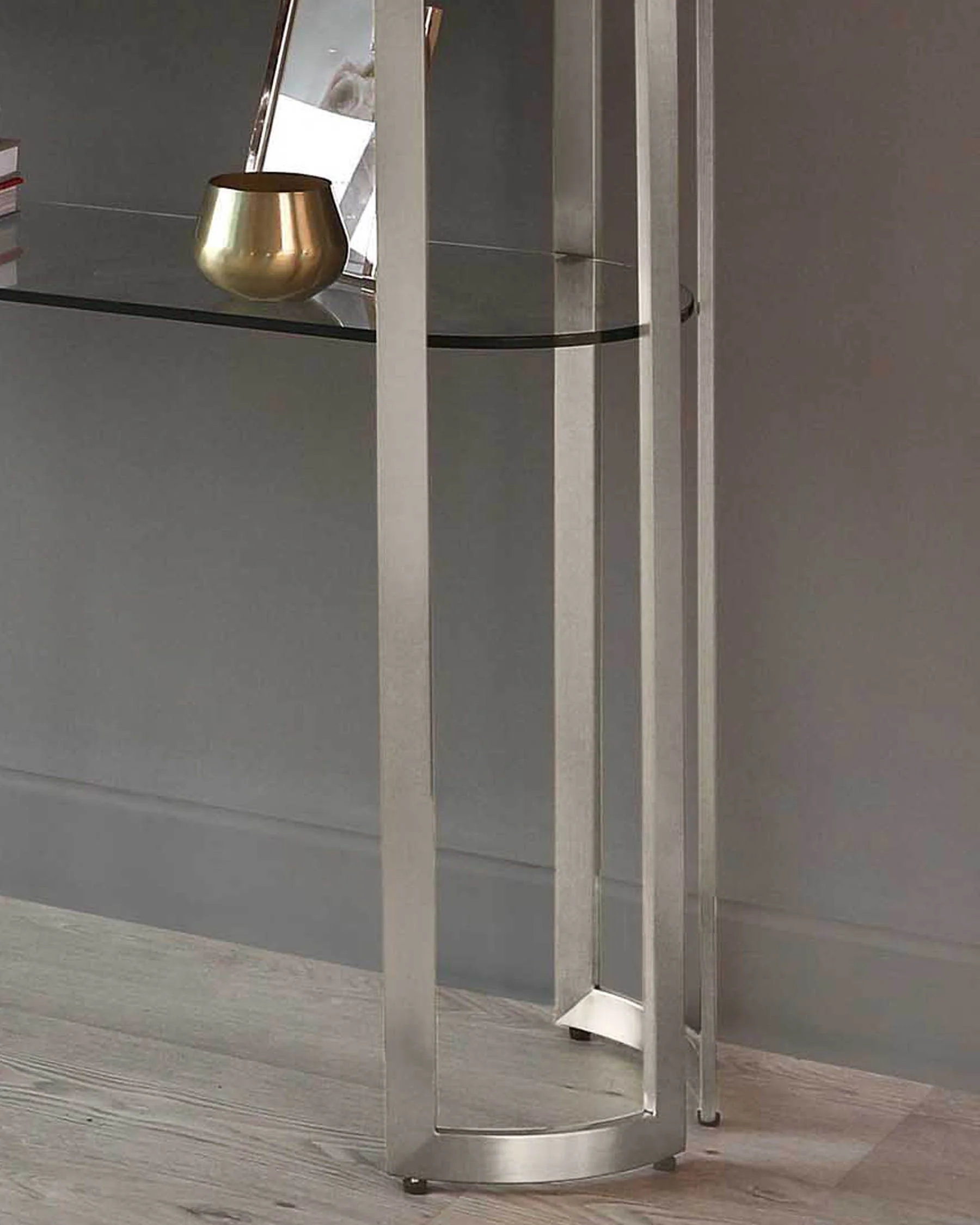 Isla White Glass and Stainless Steel Console Table - Image 5