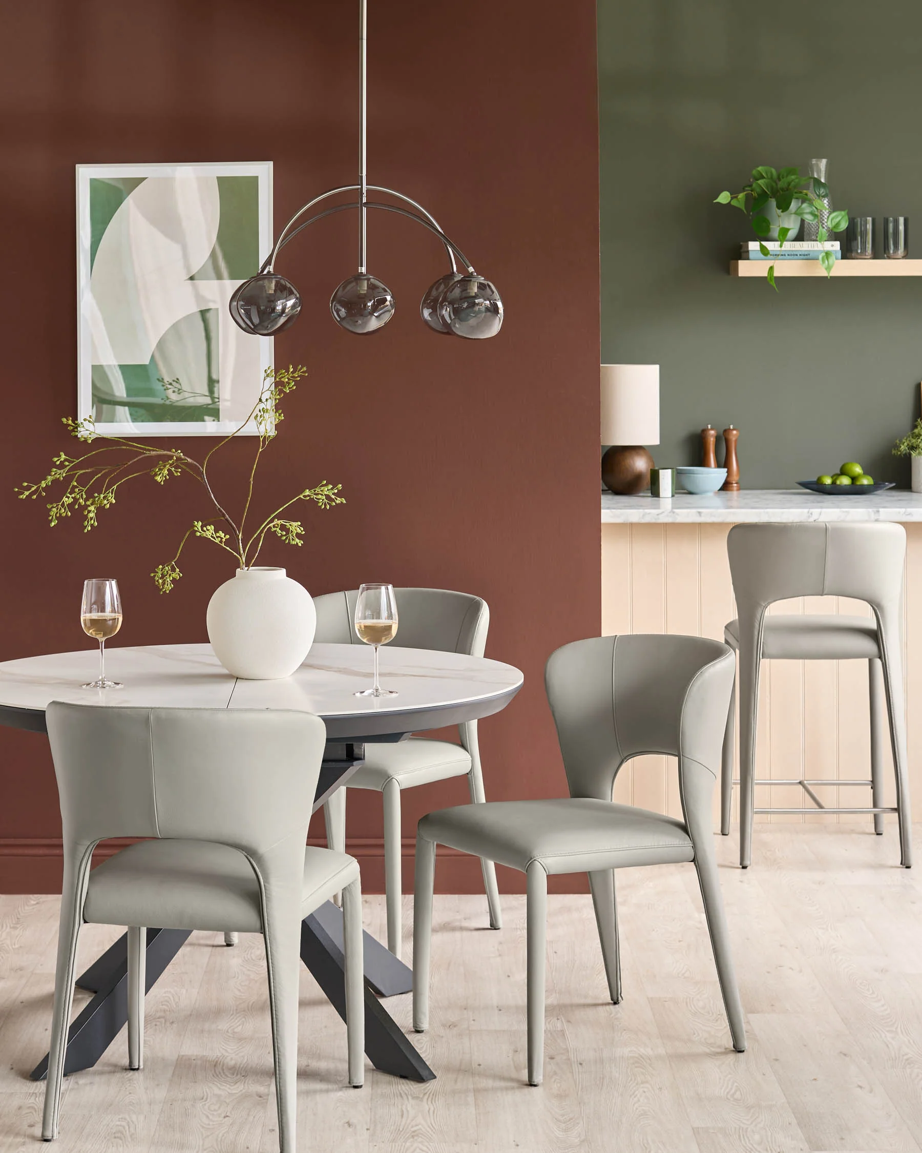 Jackson light grey leather dining chair - Image 4