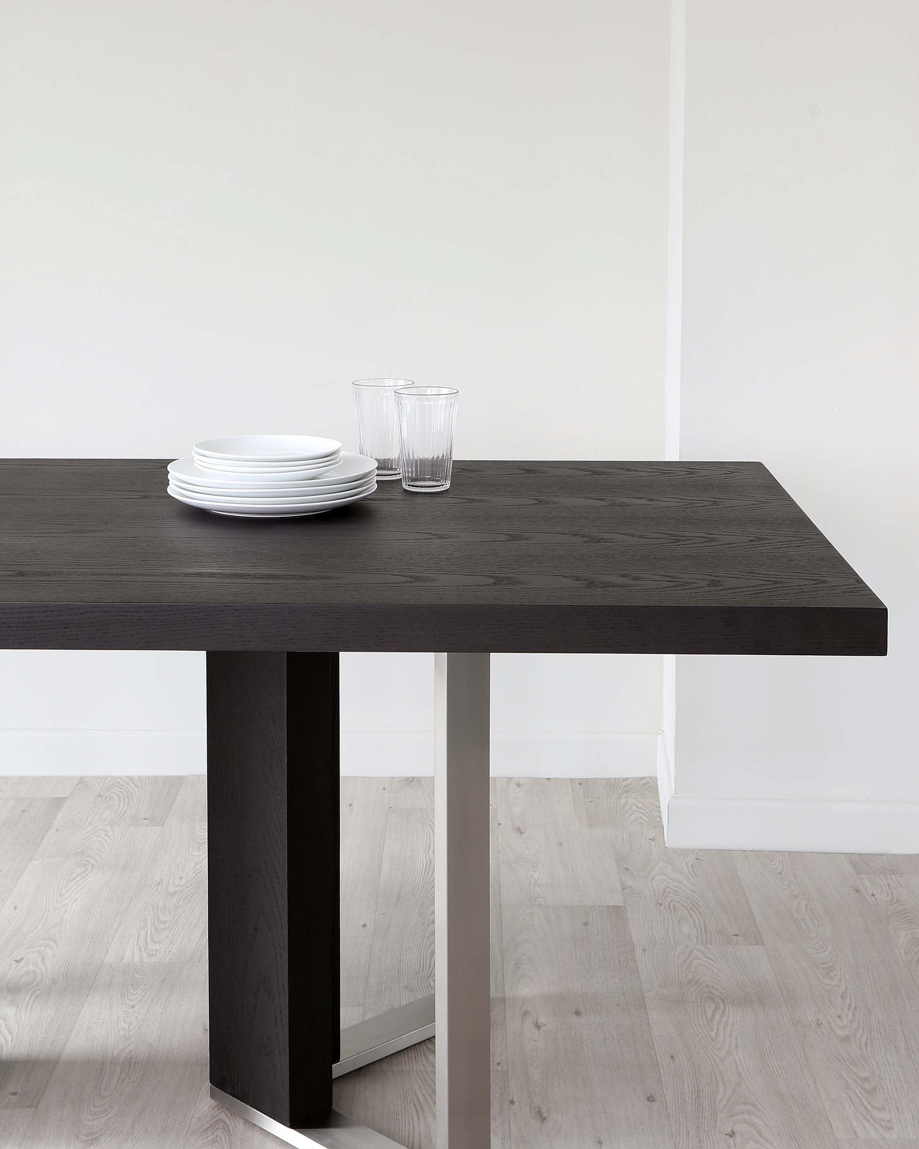 Jonah Dark Oak With Brushed Stainless Steel 6 Seater Dining Table - Image 4