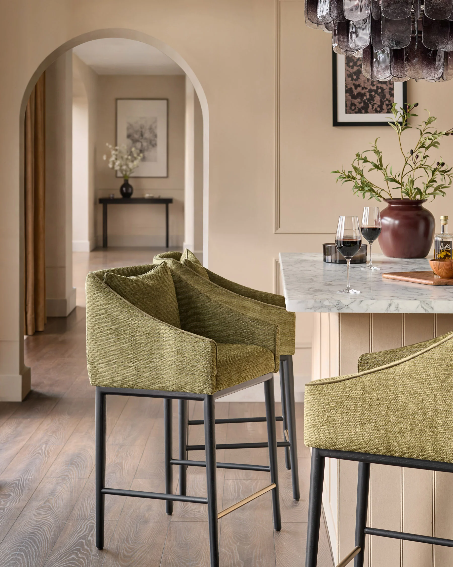 Julep olive green chenille bar stool - Image 2