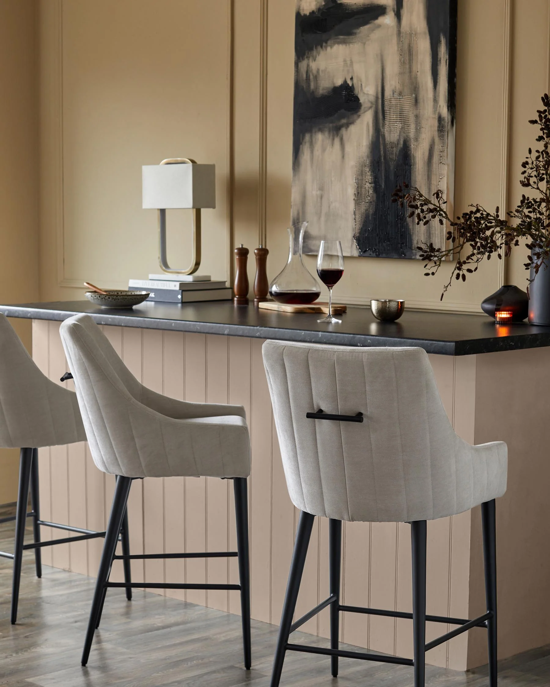 Juliana natural grey fabric bar stool - Image 5