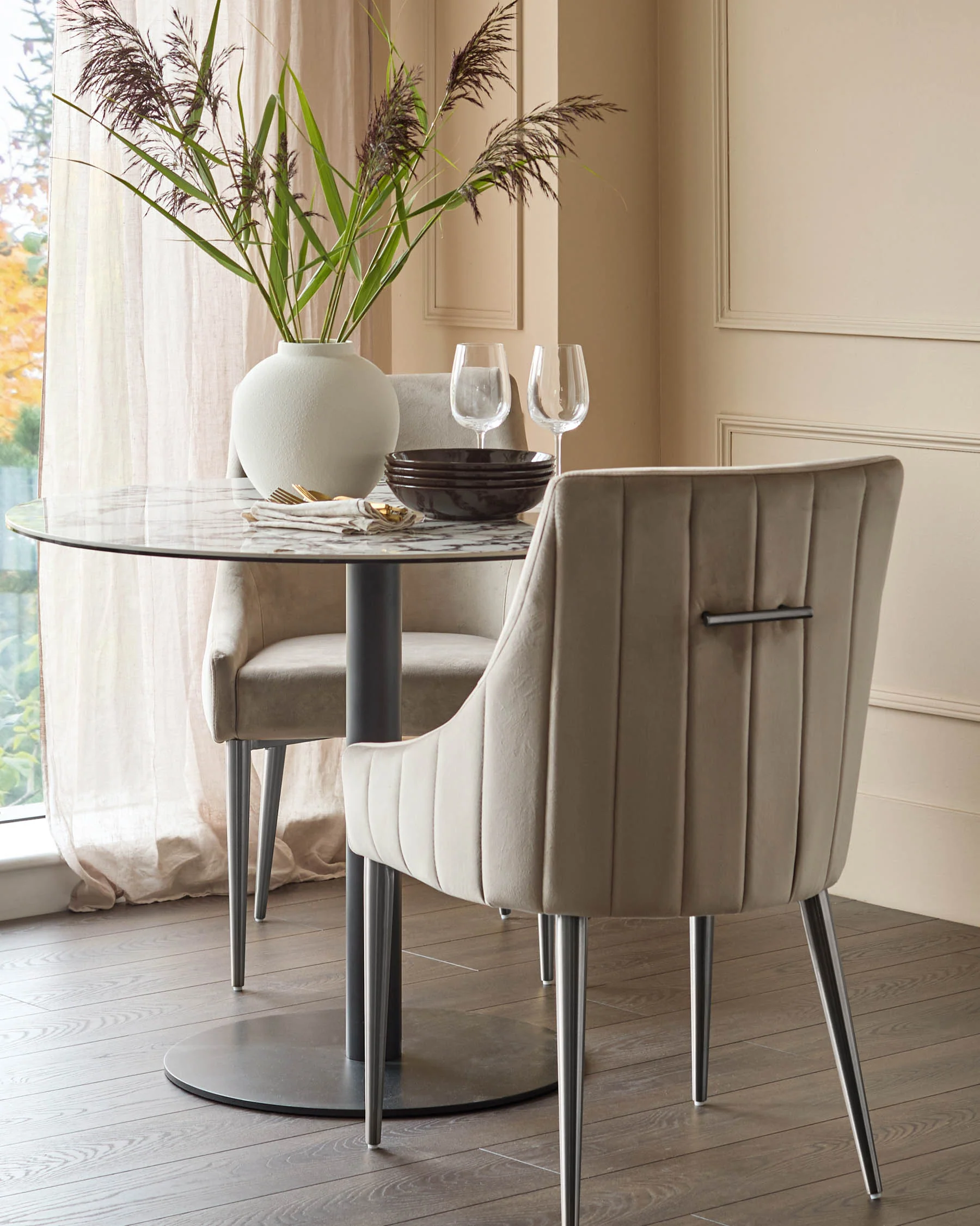 Juliana Champagne Velvet With Stainless Steel Dining Chair - Image 2