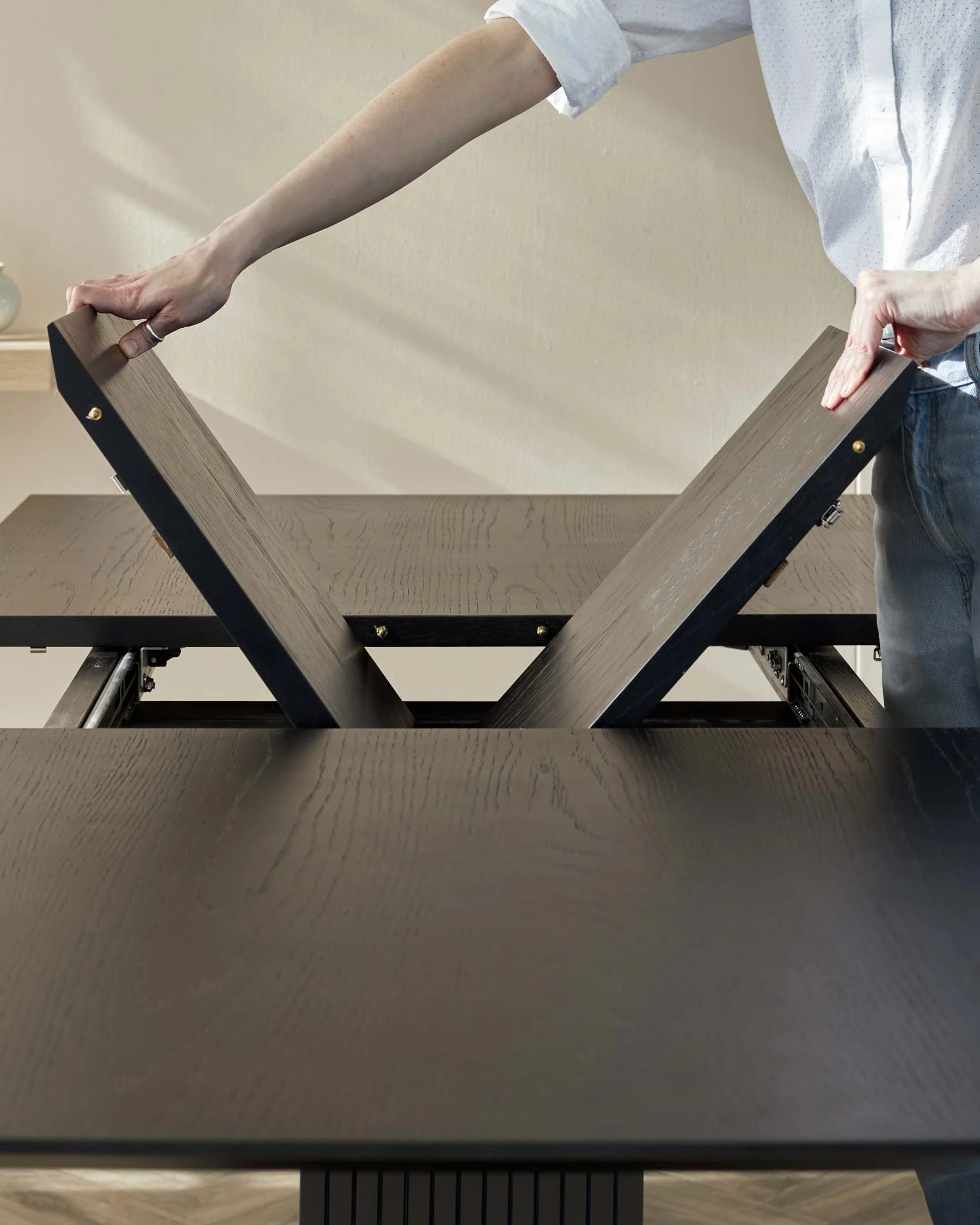 Kai Black Oak Extending 6 to 8 Seater Dining Table - Image 7