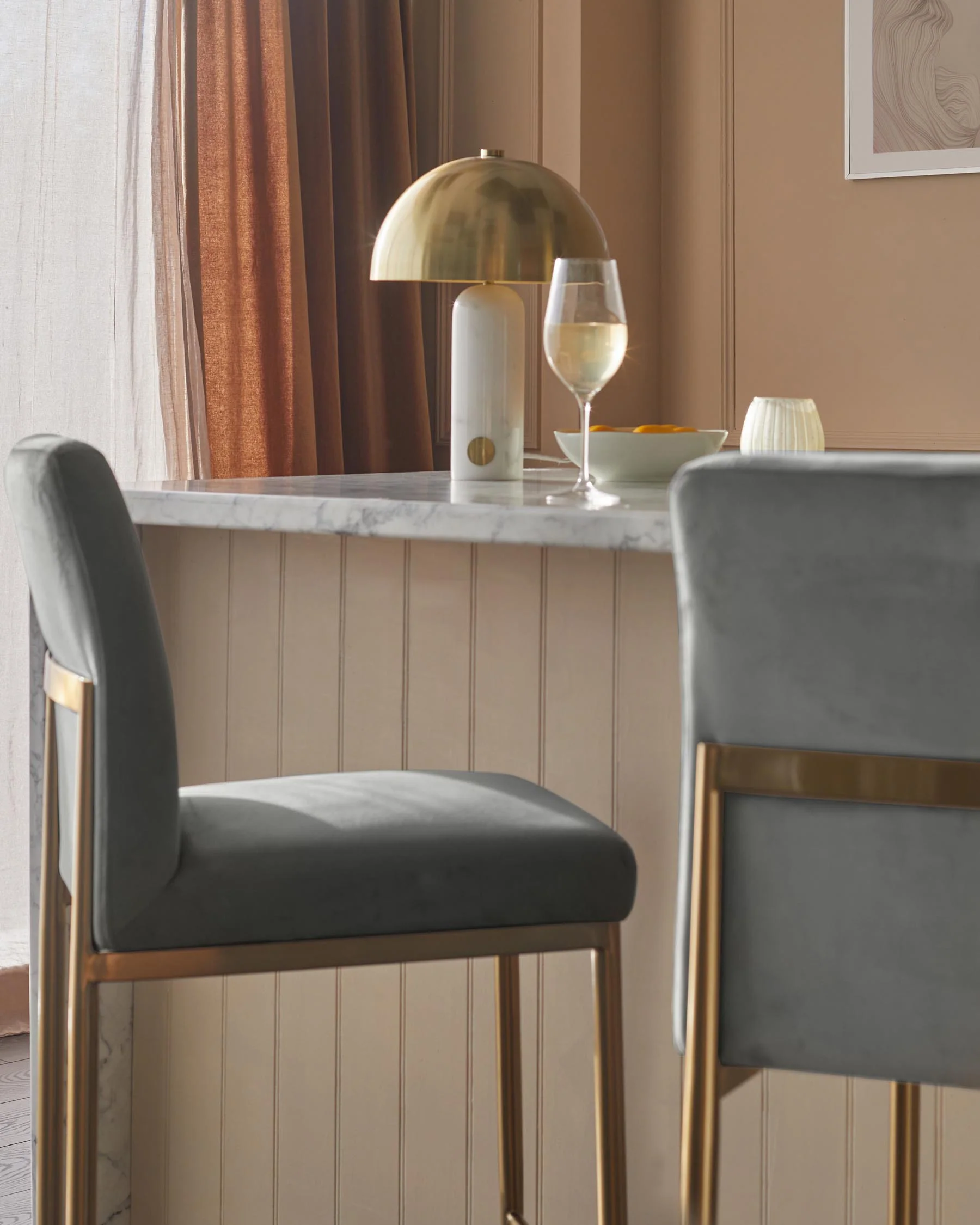 Keira dark grey velvet bar stool - Image 8