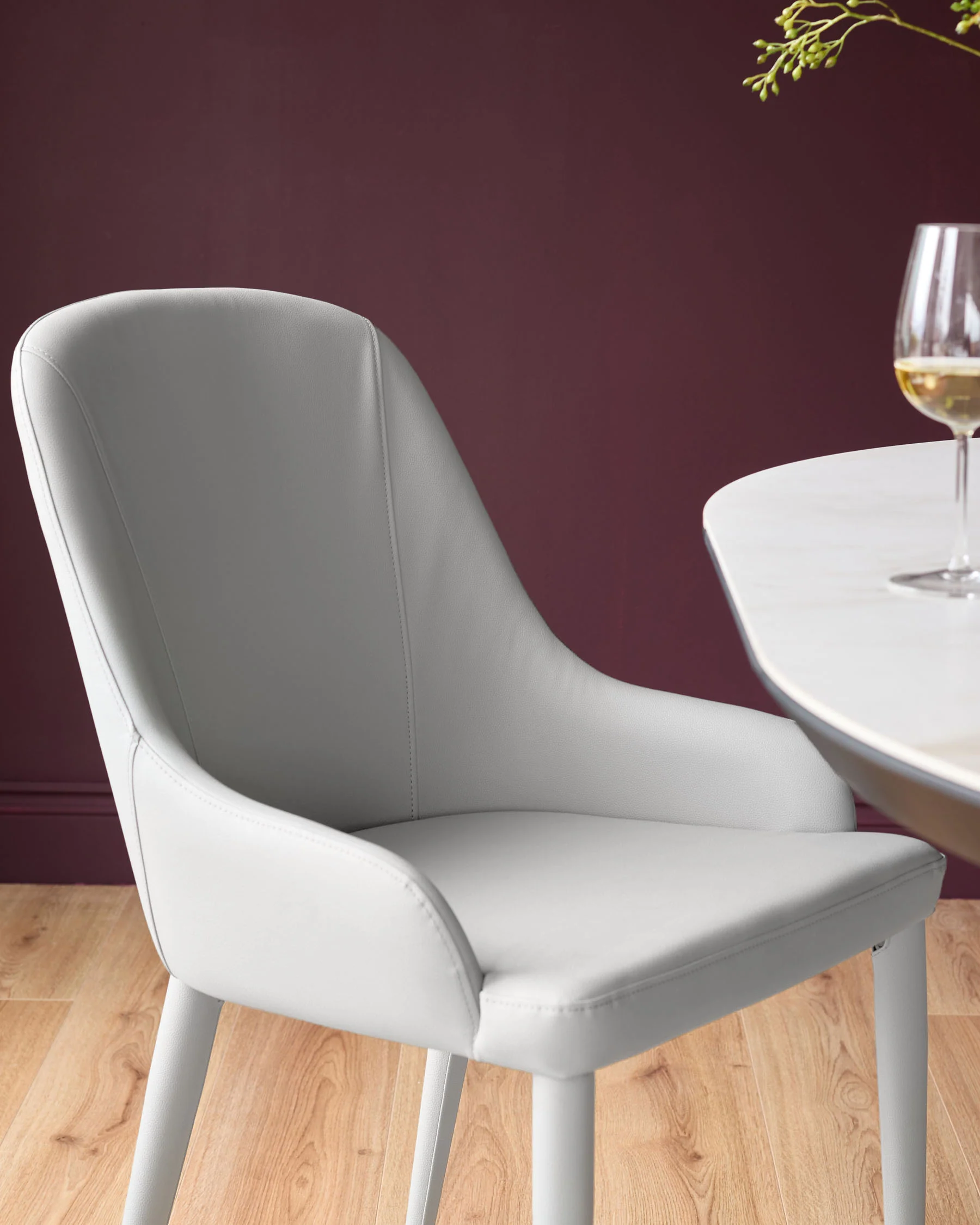 Kyro Light Grey Faux Leather Dining Chair - Image 6