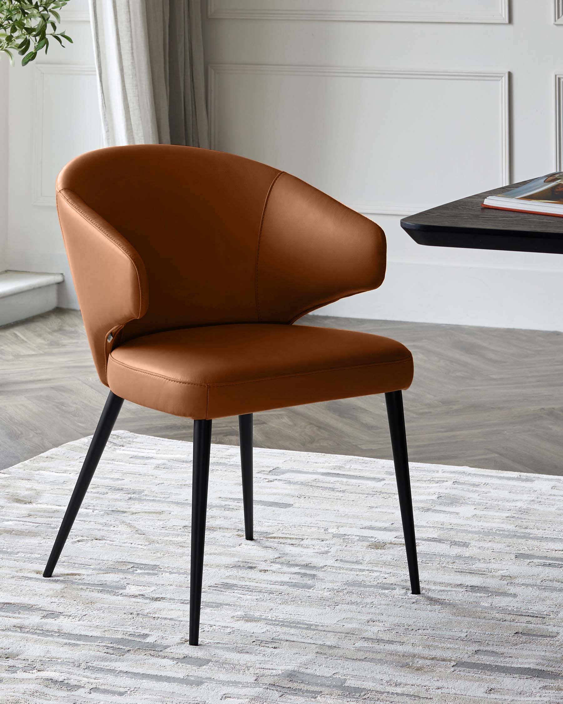 Landon tan leather dining chair