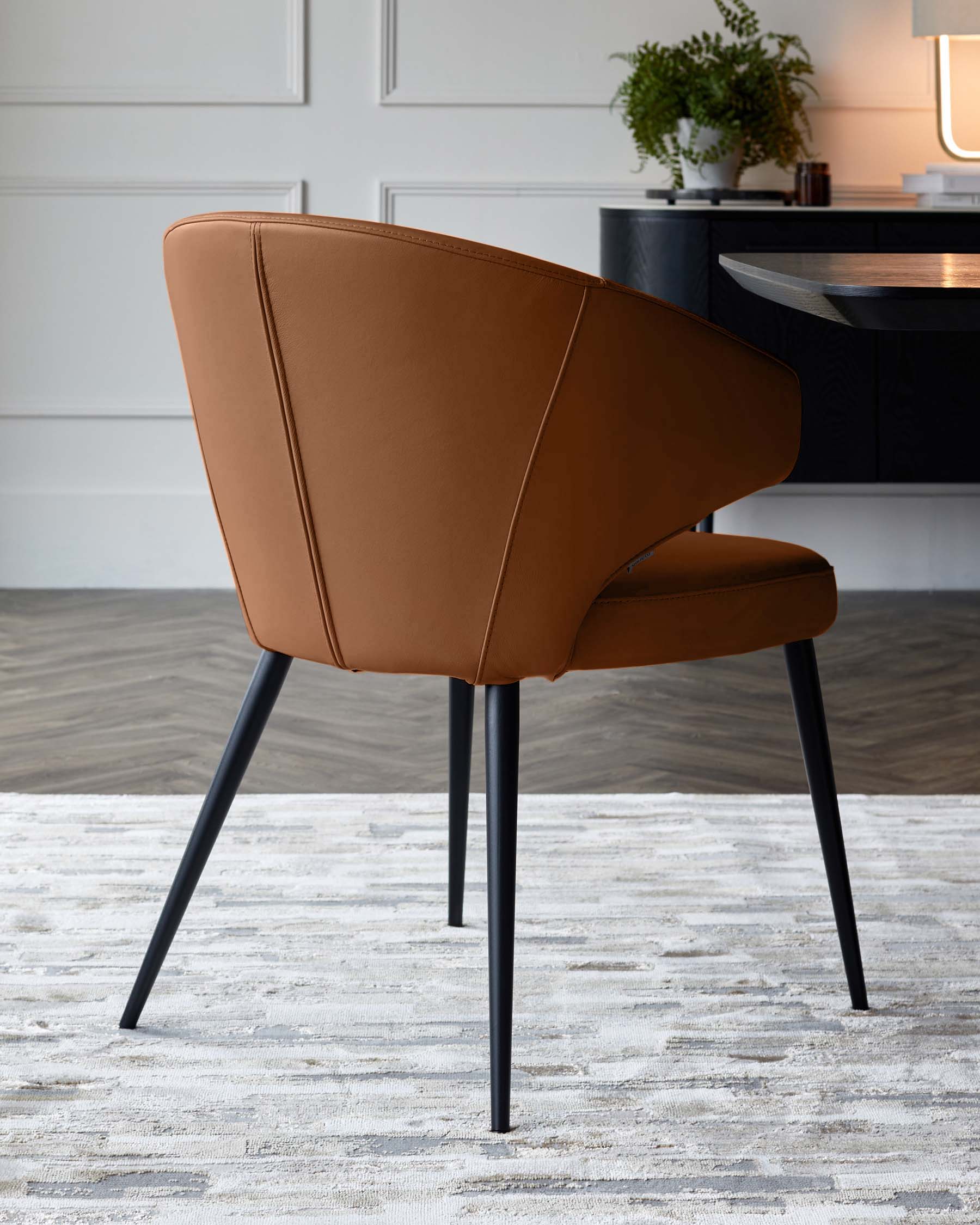 Landon tan leather dining chair - Image 3