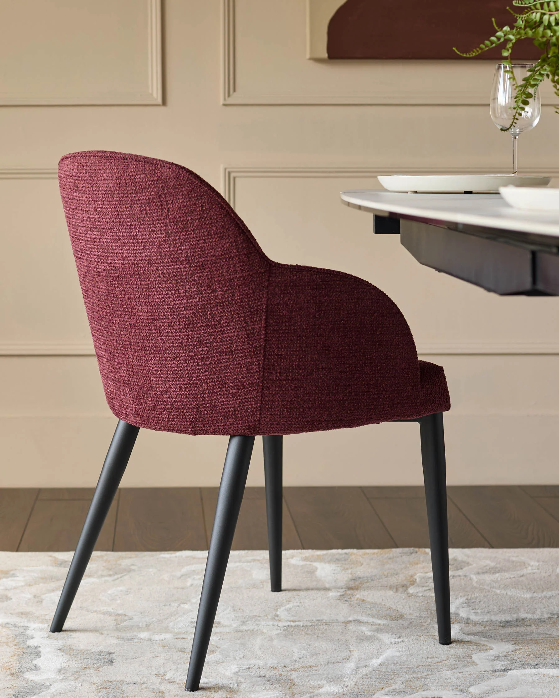 Lani berry red chunky chenille dining chair - Image 3
