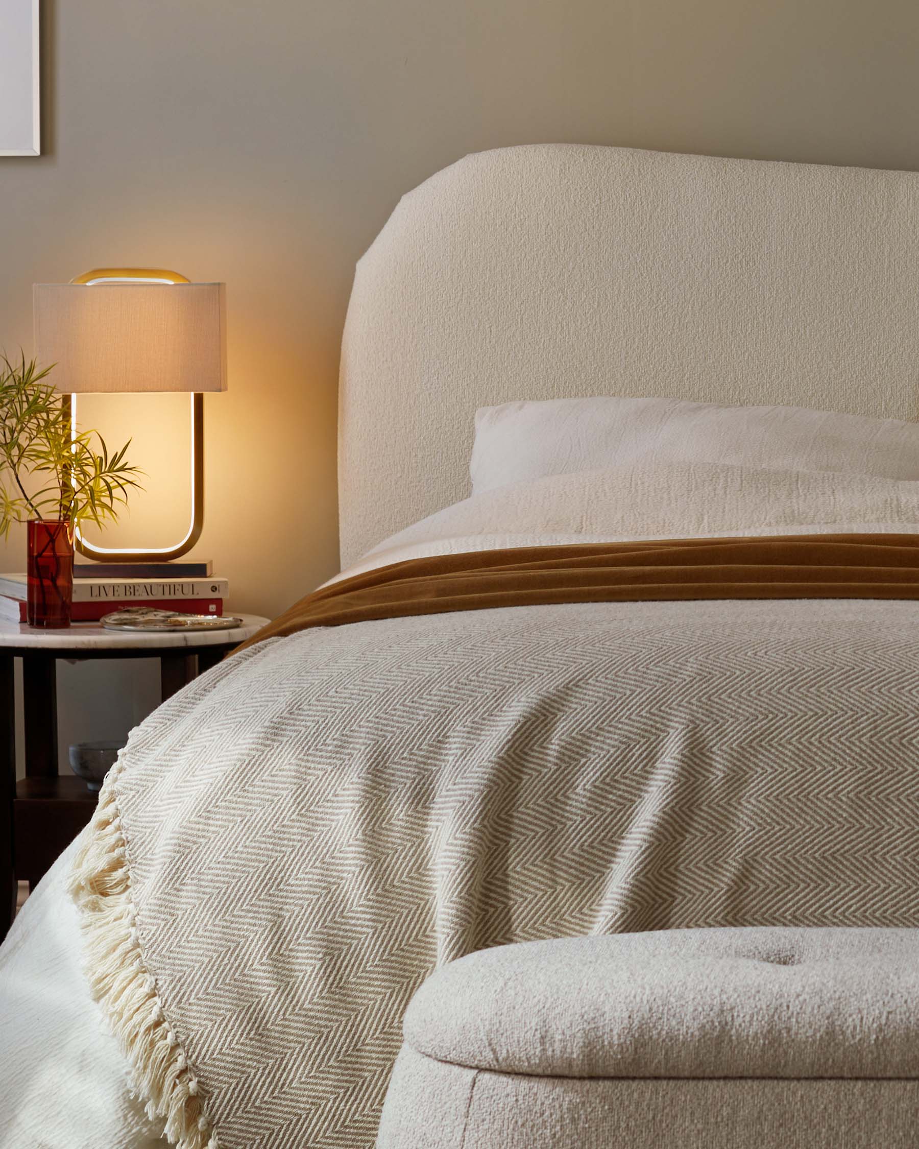 Lani ivory boucle king ottoman storage bed - Image 6