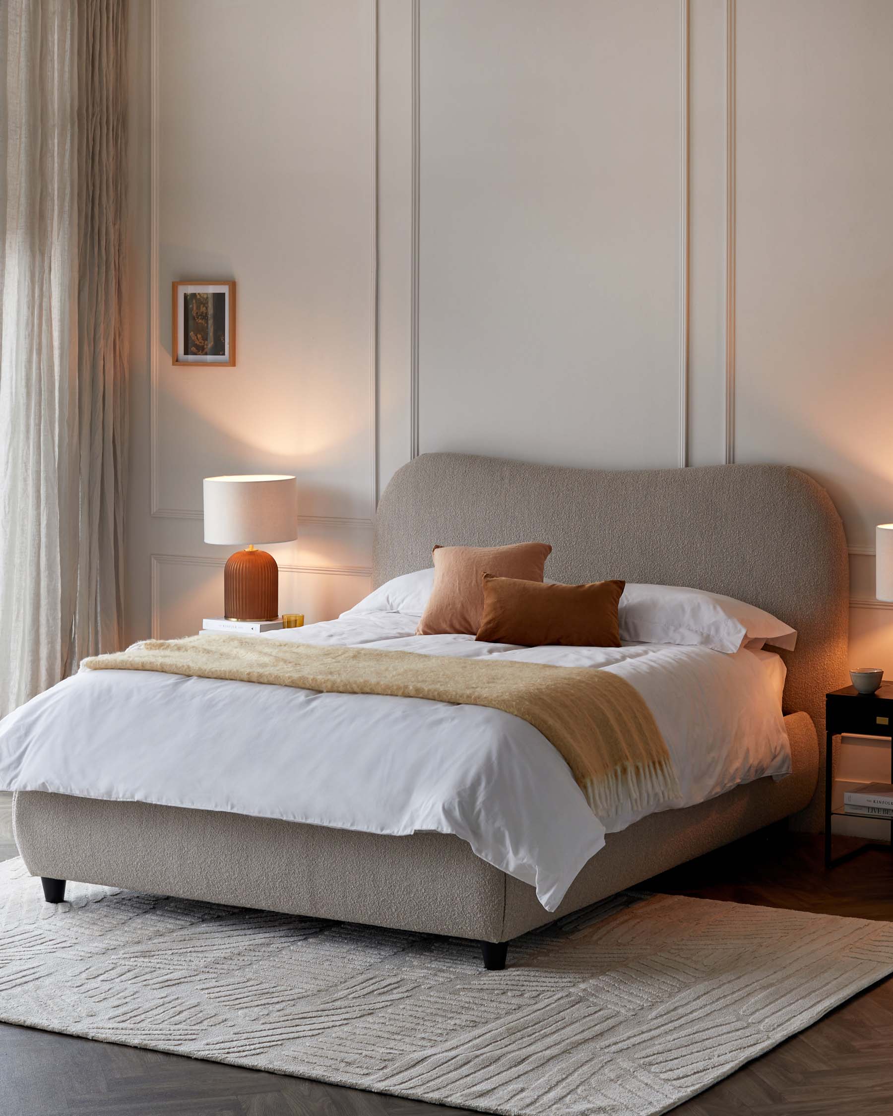 Lani Soft Boucle Natural King Ottoman Ottoman Storage Bed