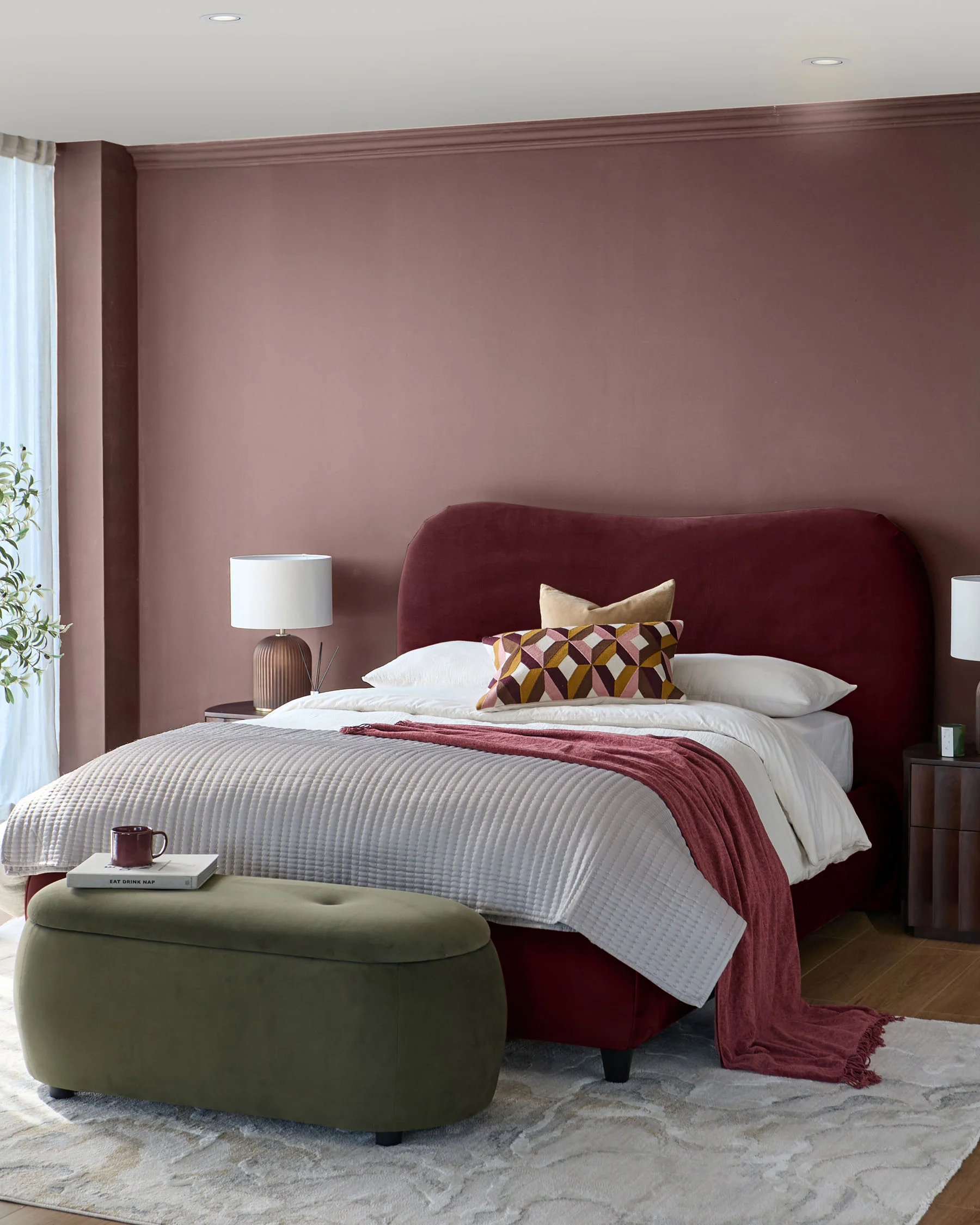 Lani plum velvet king size ottoman storage bed - Image 2