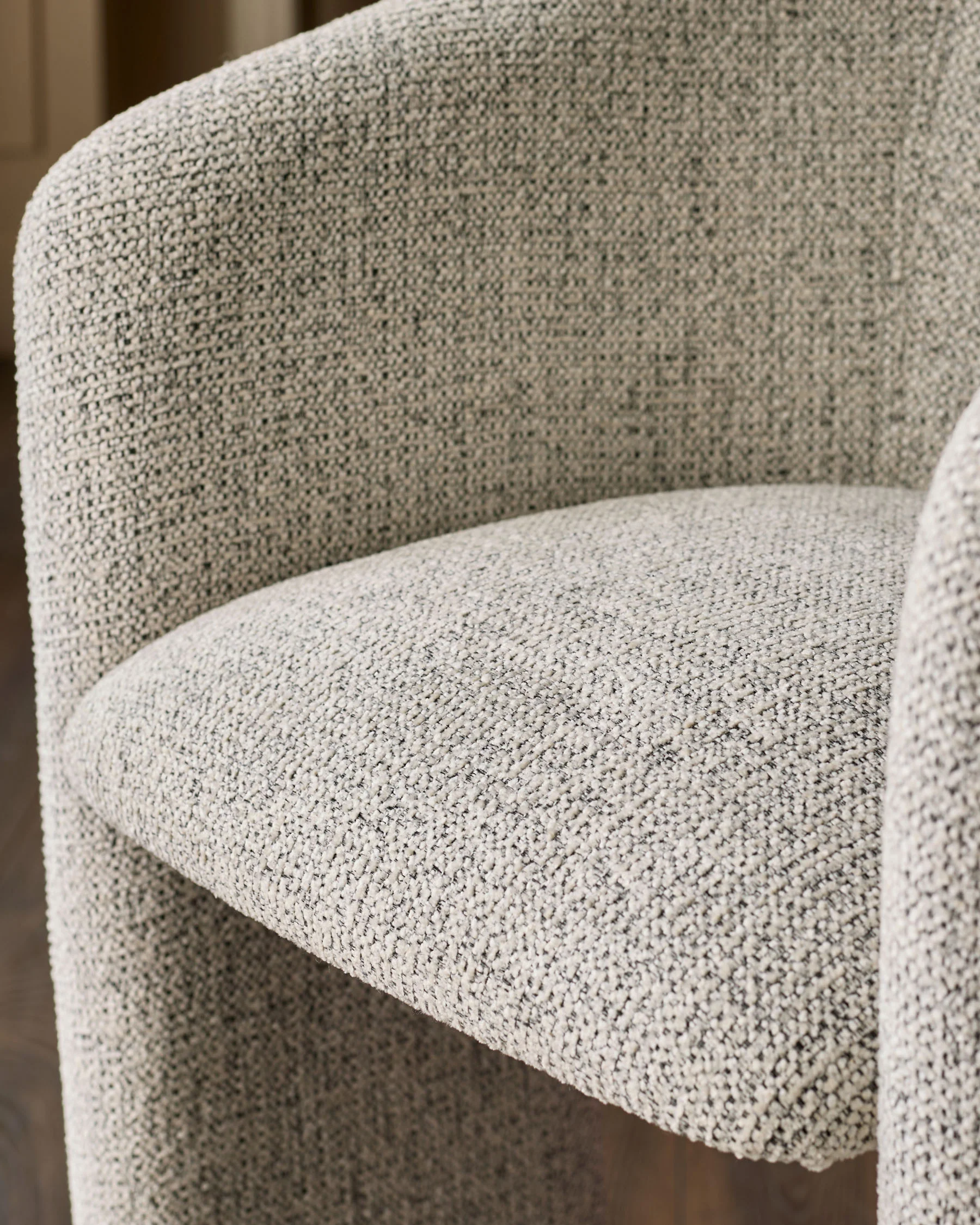Leighton grey fabric black steel cantilever bar stool - Image 5