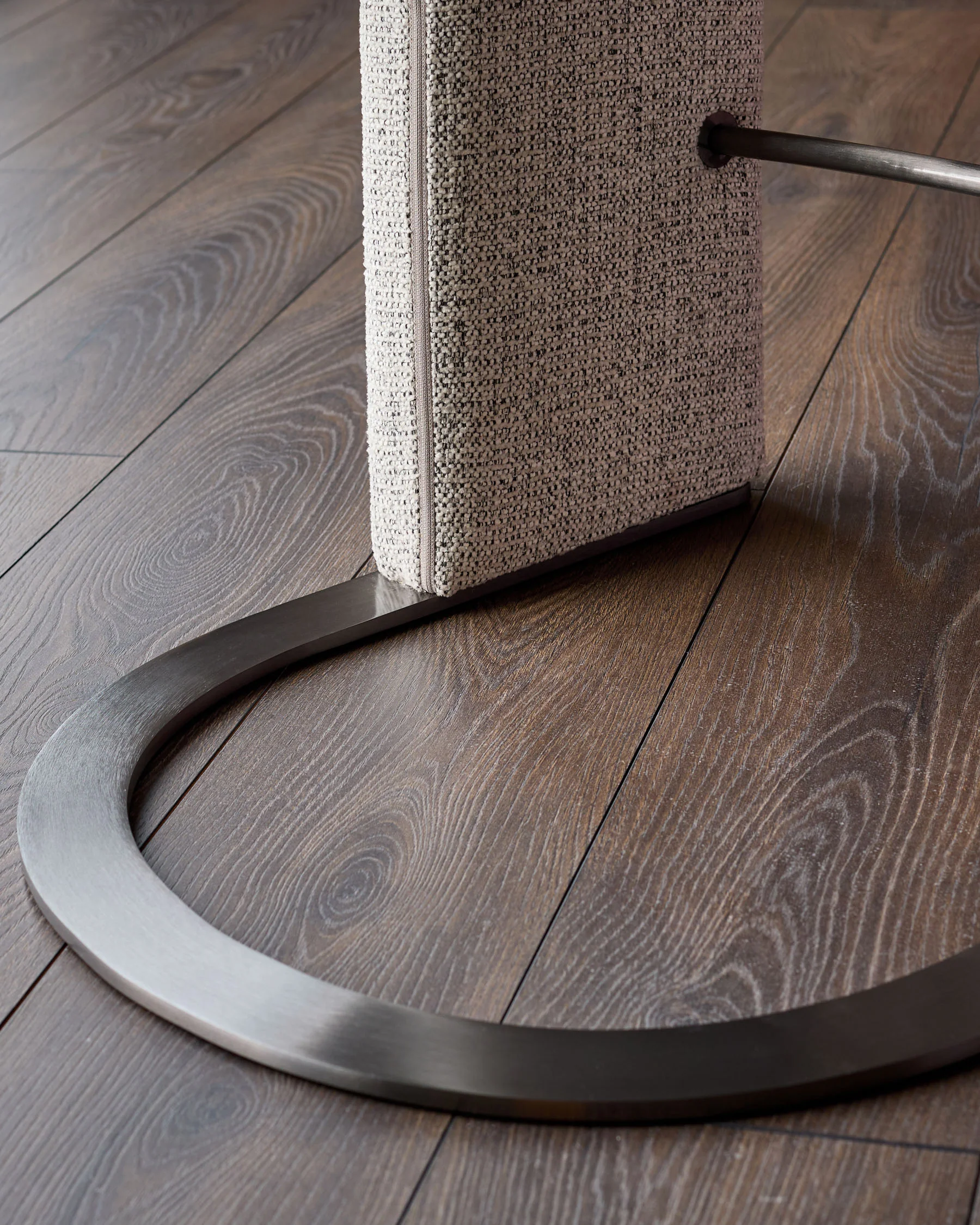 Leighton grey fabric black steel cantilever bar stool - Image 8
