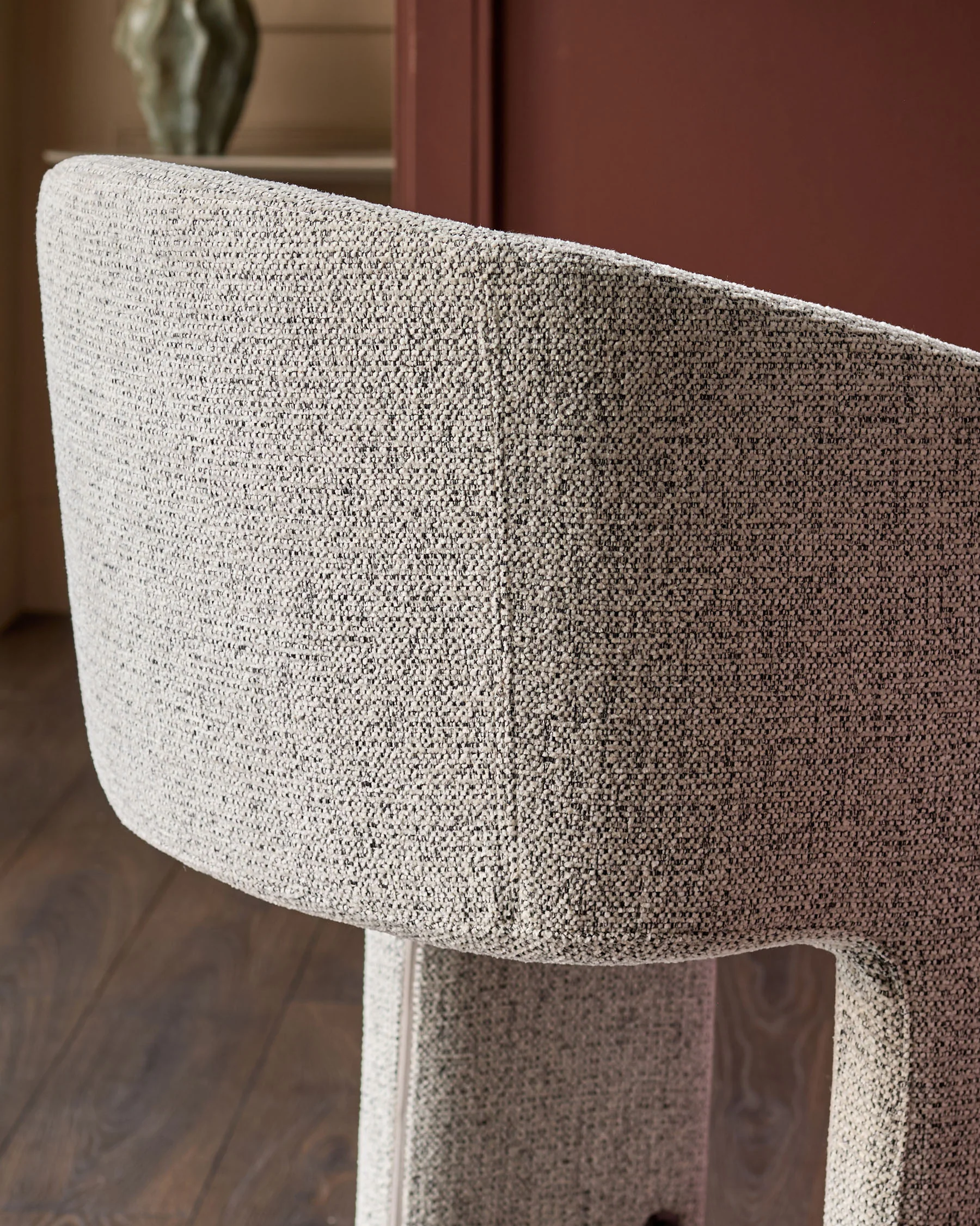 Leighton grey fabric black steel cantilever bar stool - Image 9