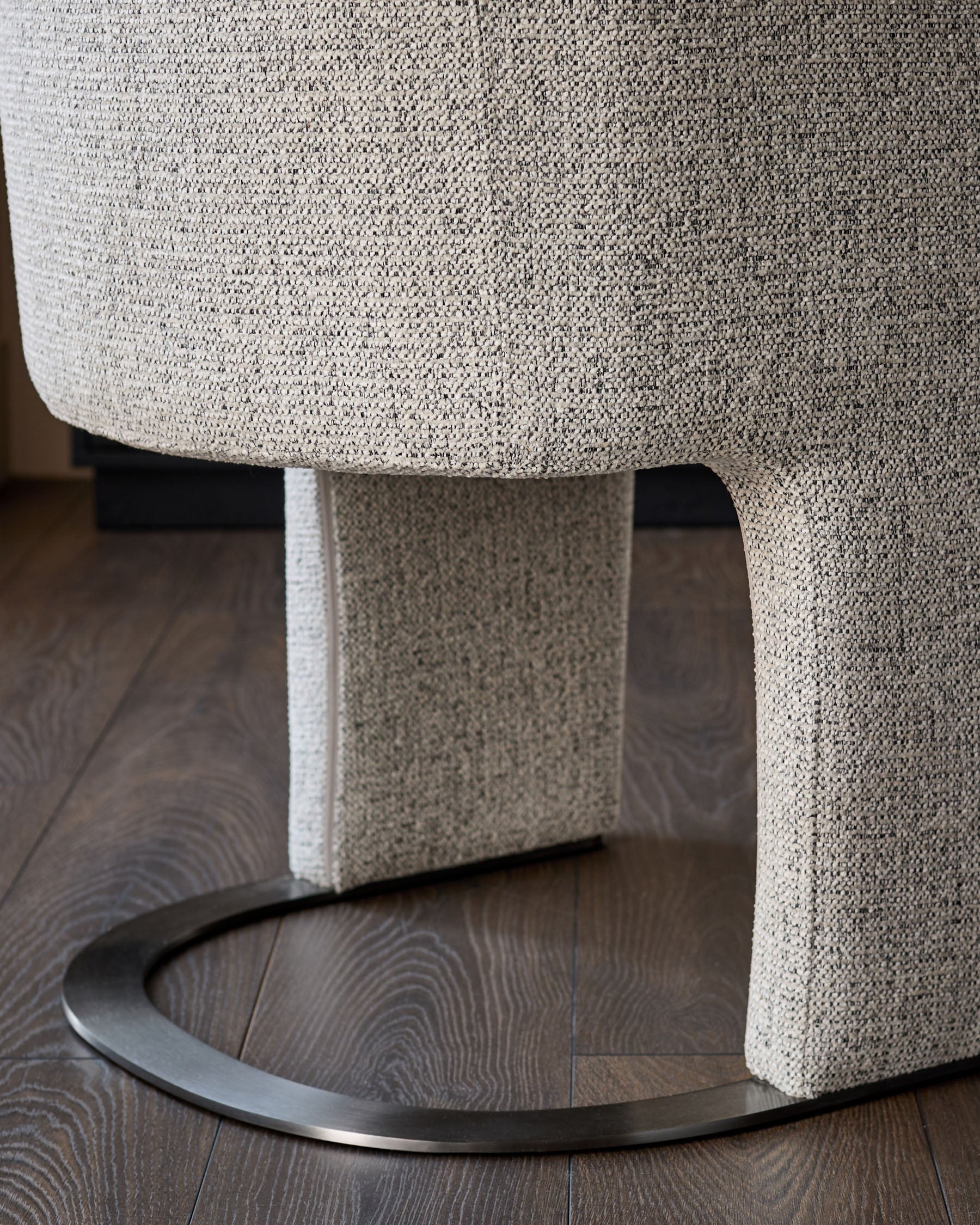 Leighton grey chenille black steel cantilever dining chair - Image 5