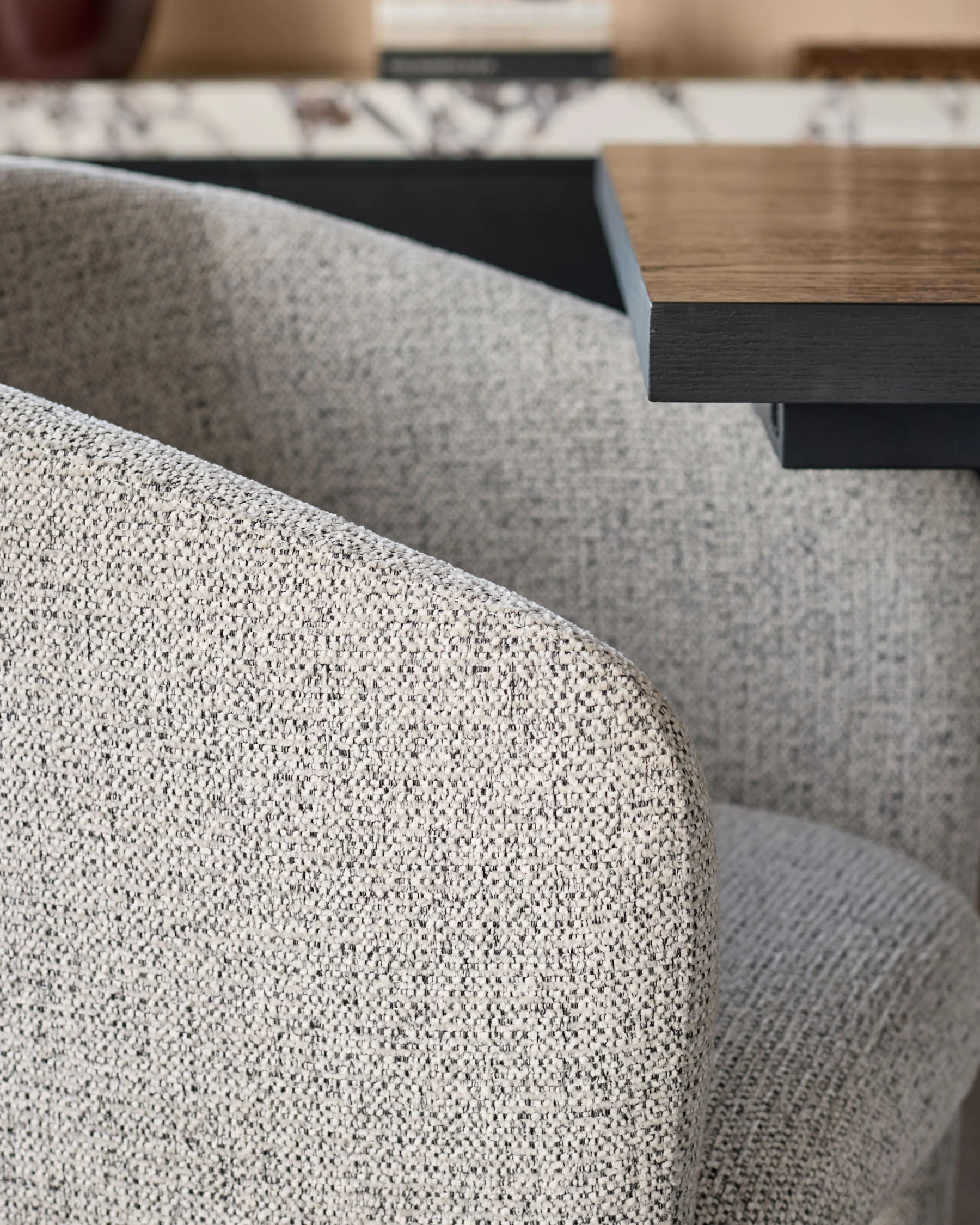 Leighton grey chenille black steel cantilever dining chair - Image 8