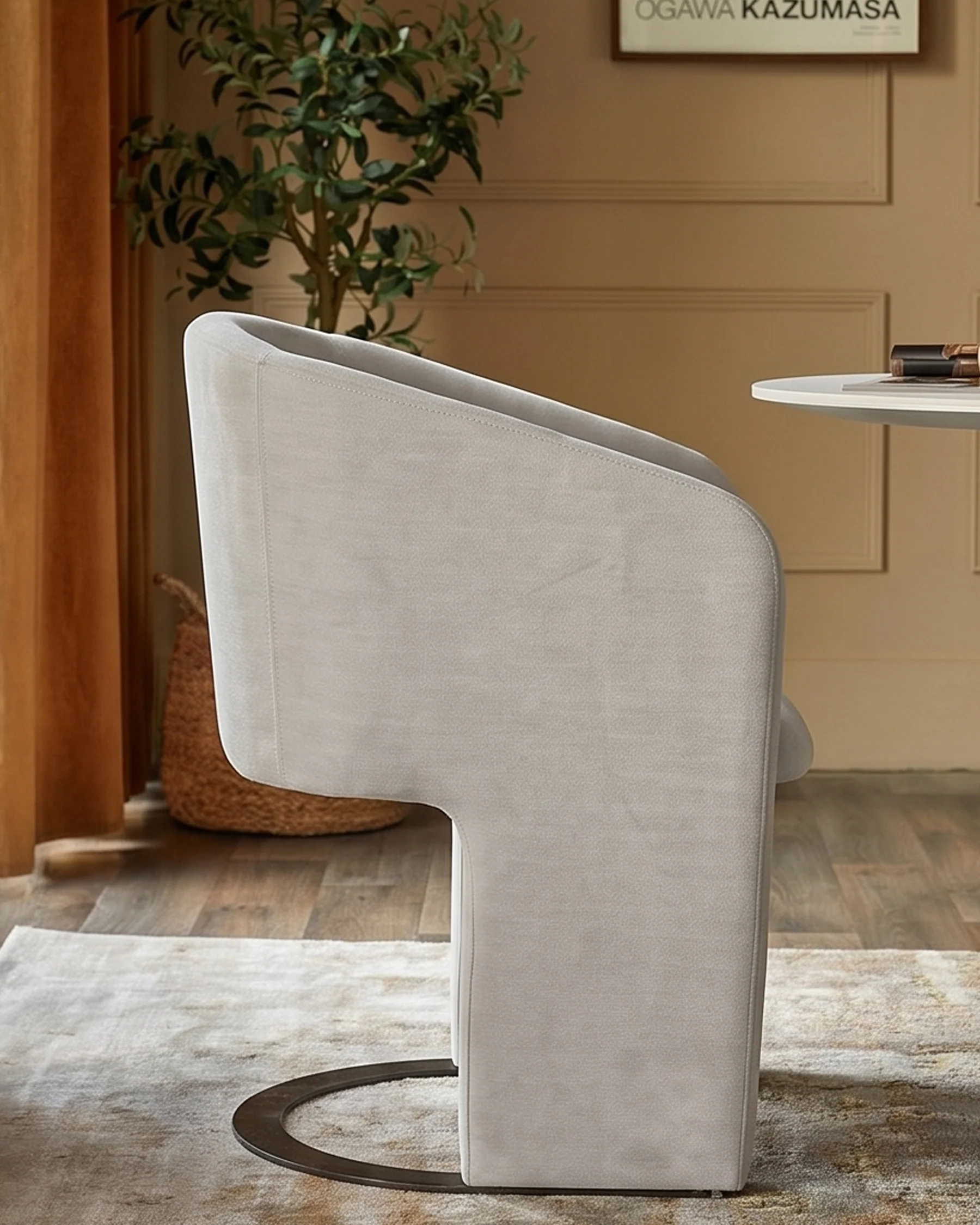 Leighton natural grey chenille dining chair - Image 3