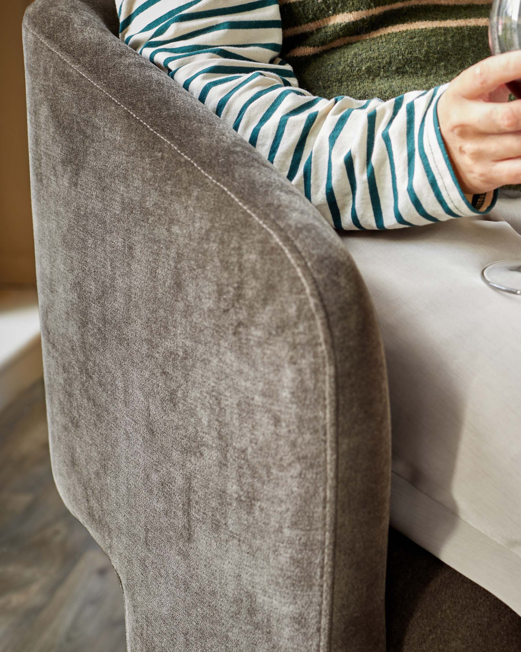 Leighton mocha chenille dining chair - Image 5