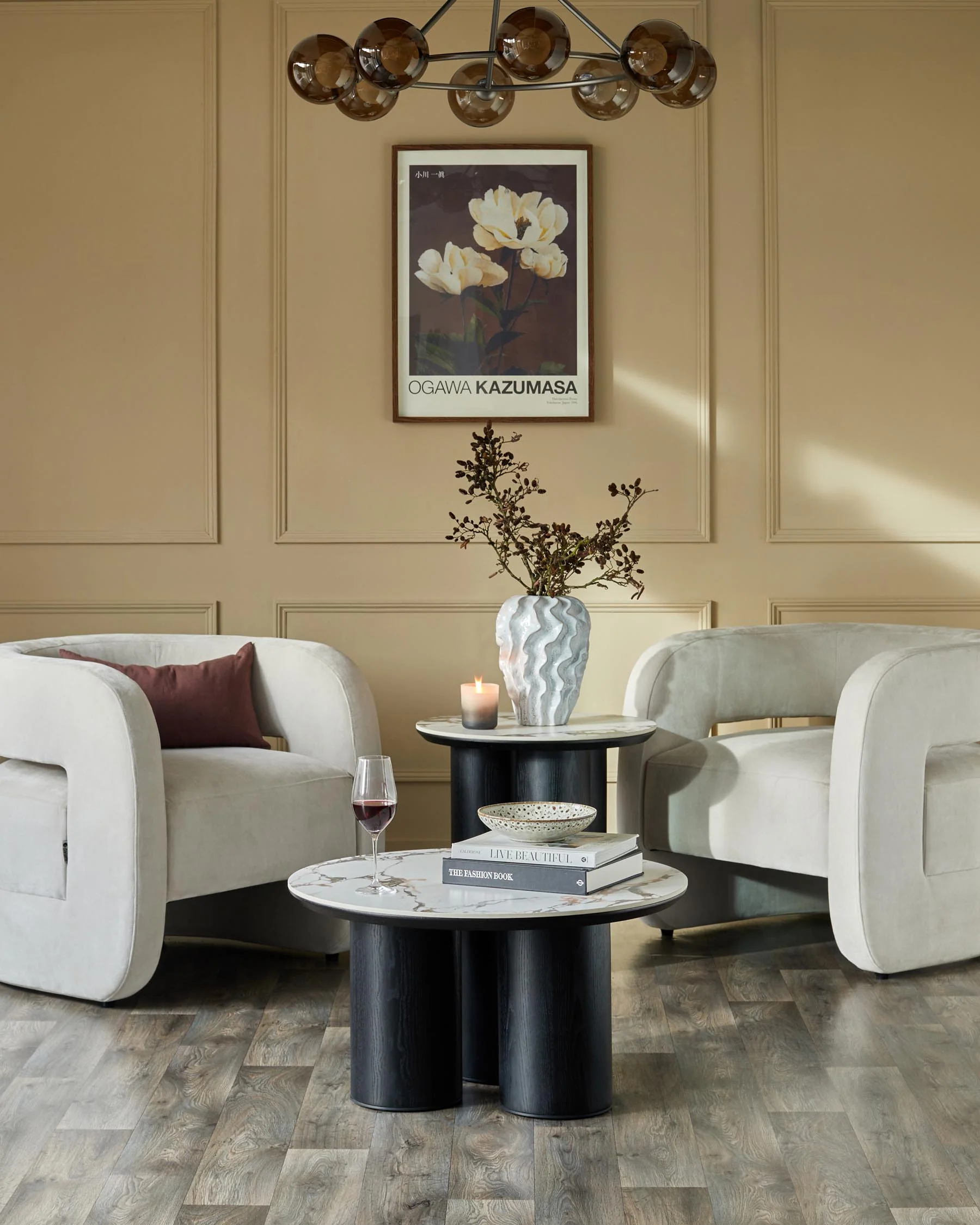 Lena white calacatta ceramic side table - Image 5