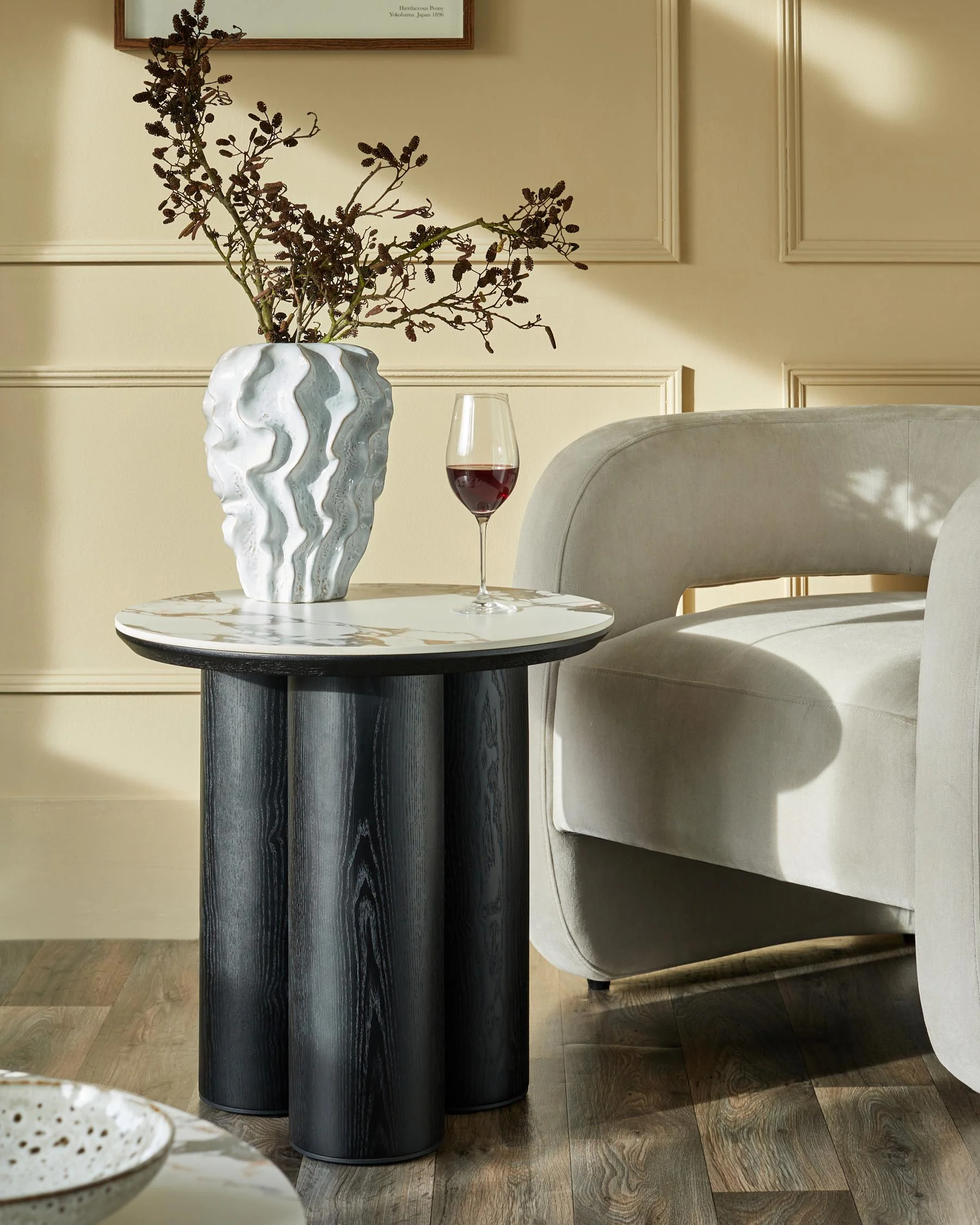 Lena white calacatta ceramic side table - Image 6