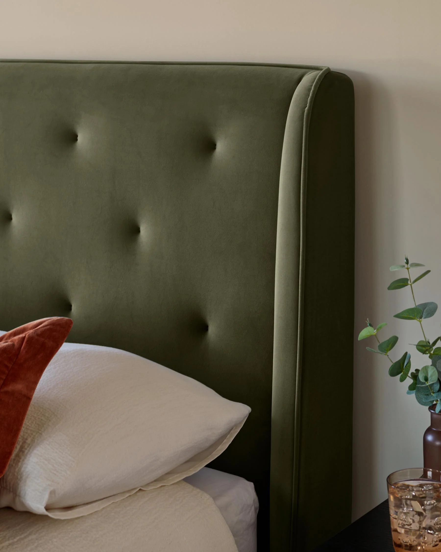 Lenora olive green velvet king size ottoman storage bed - Image 3