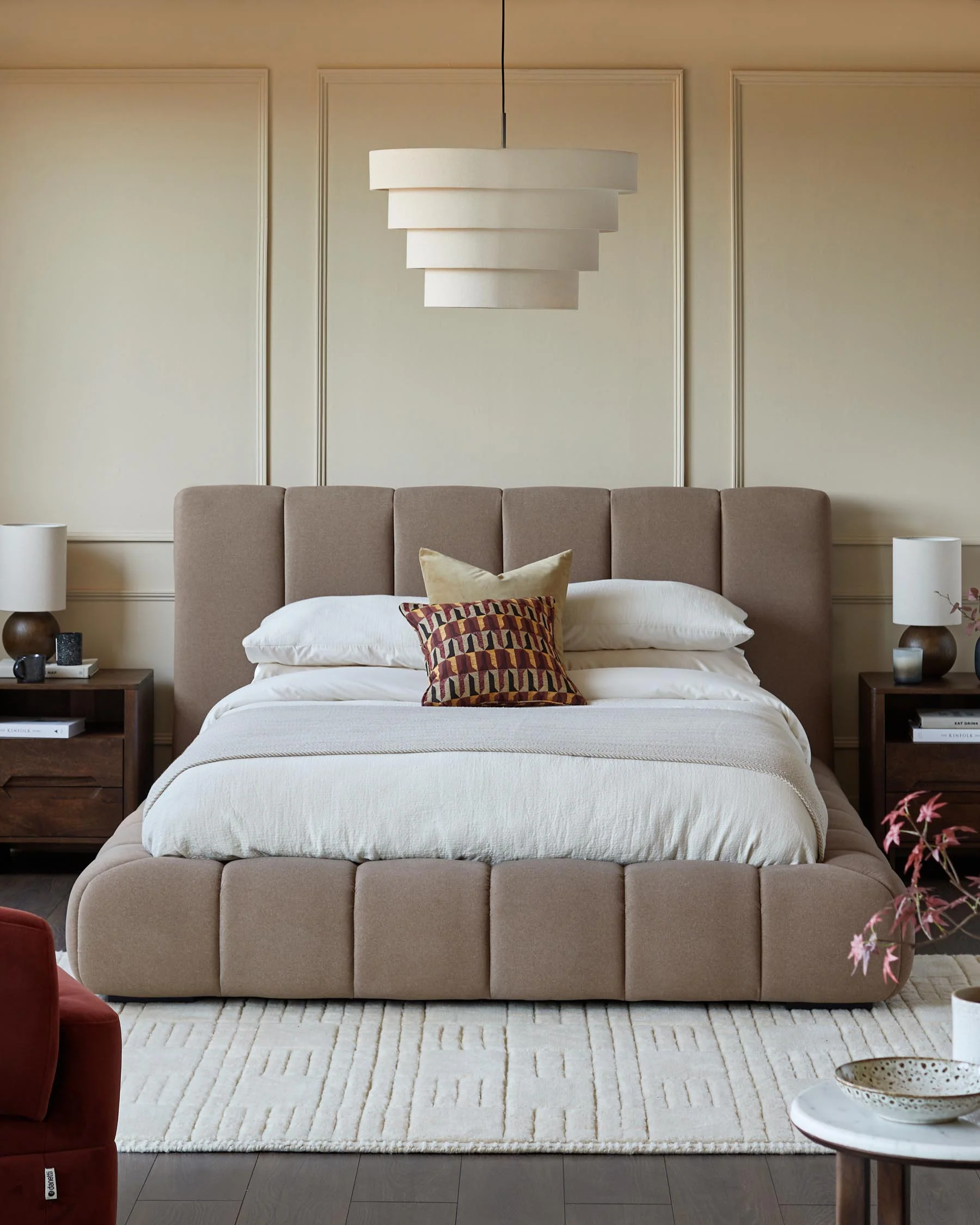 Lillian mocha plush fabric double ottoman storage bed - Image 5