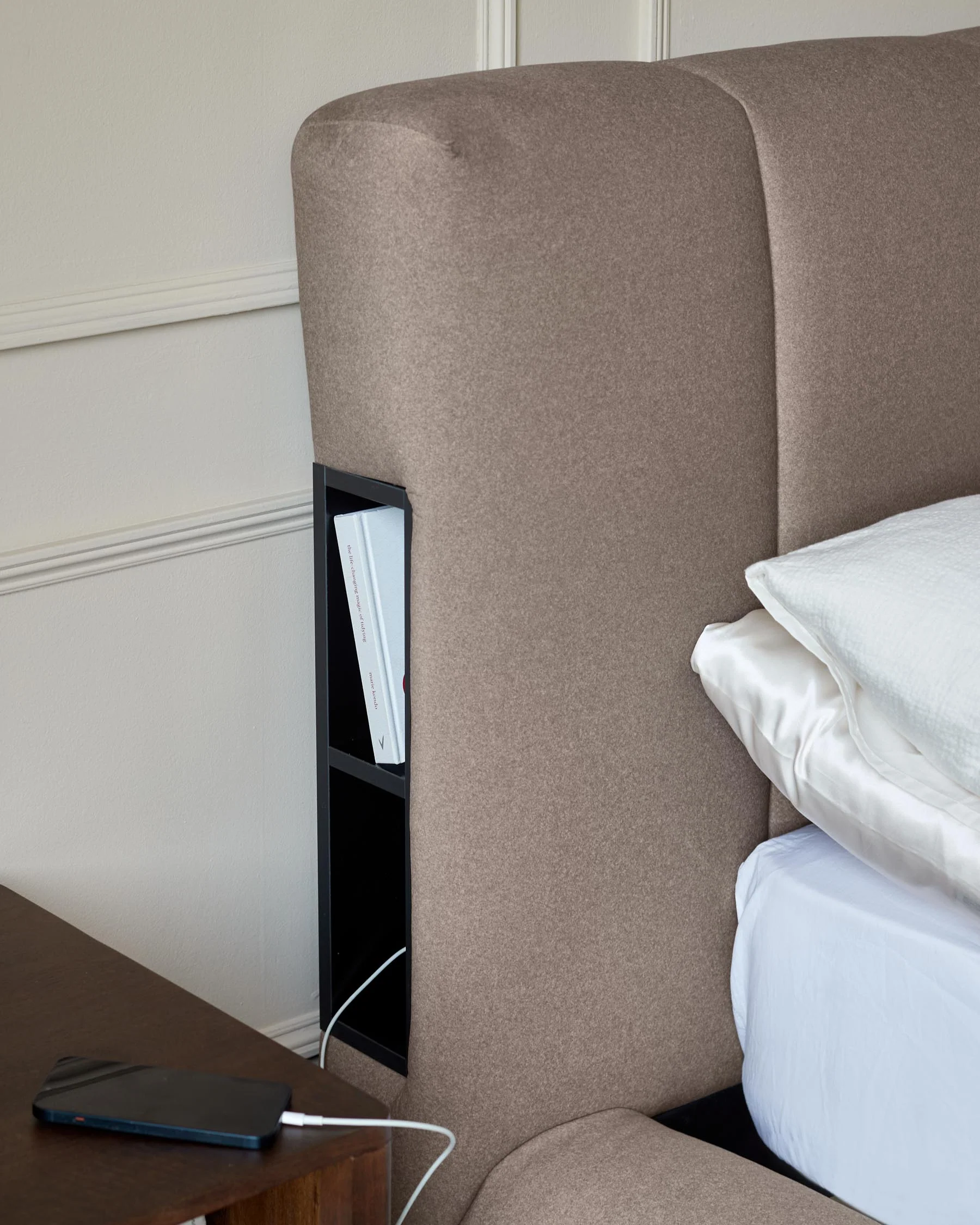 Lillian mocha plush fabric king size ottoman storage bed - Image 3