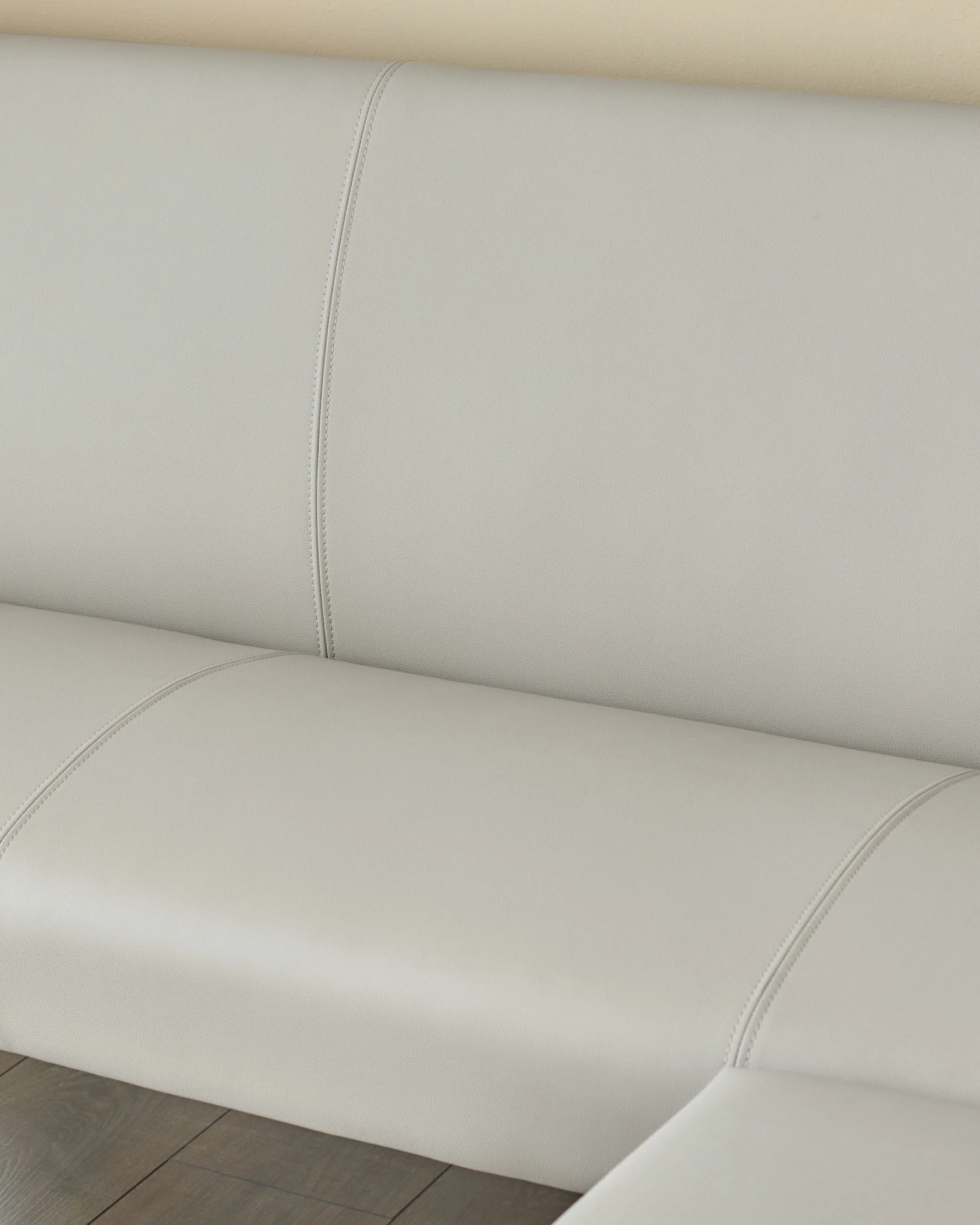 Loop light grey faux leather left hand corner 5 seater chrome leg dining bench - Image 4