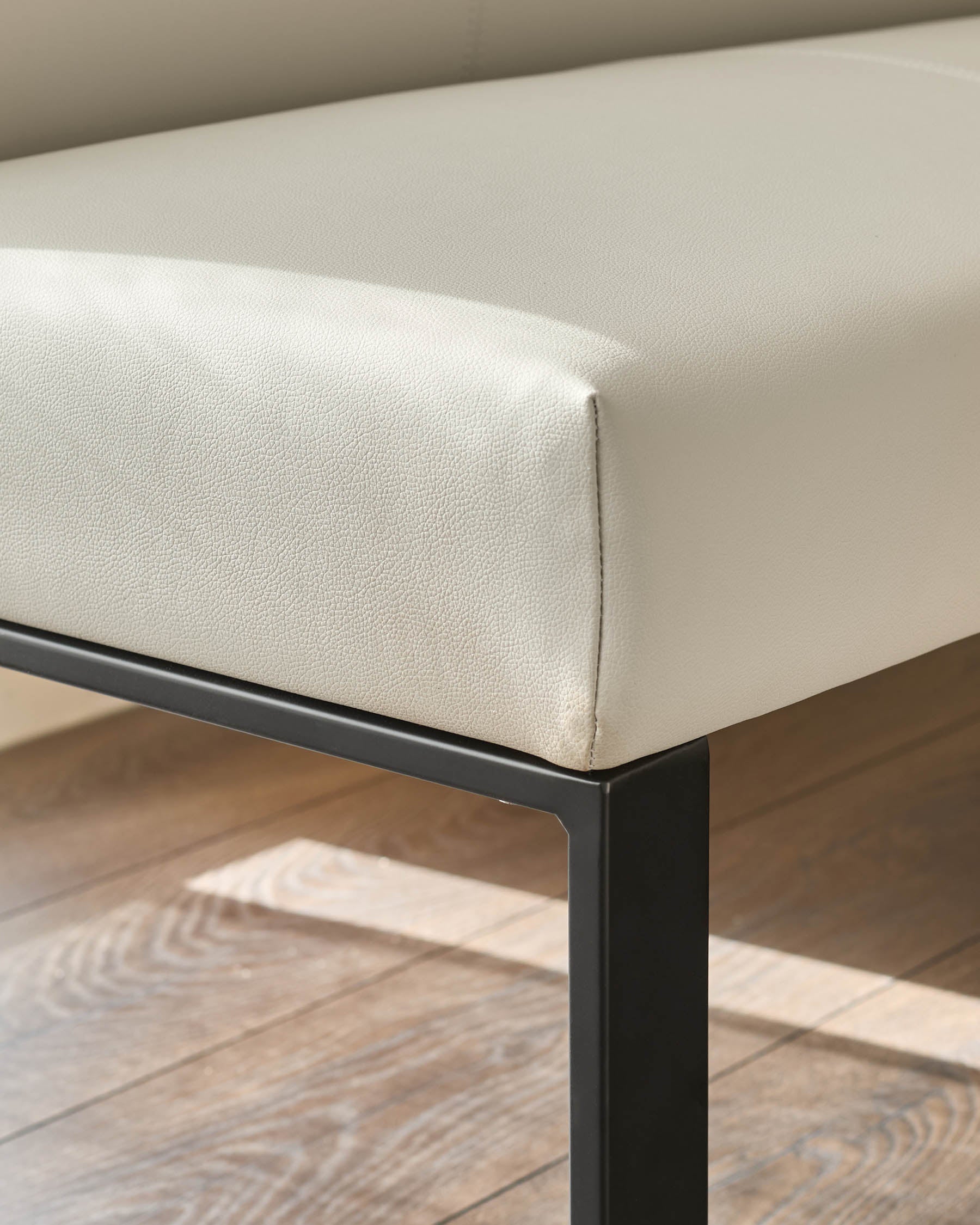 Loop 5 Seater Grey Faux Leather & Black Right Hand Corner Dining Bench - Image 6