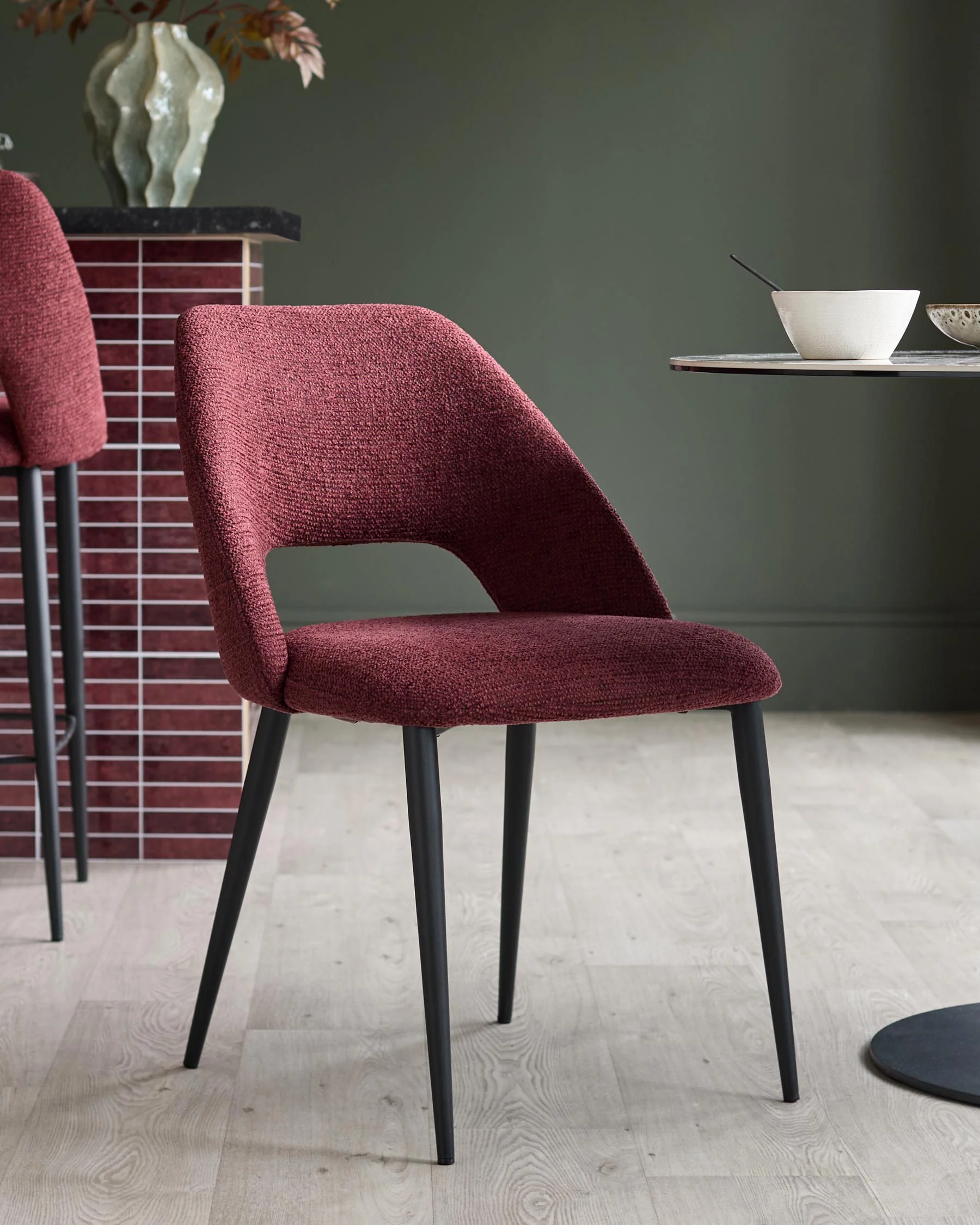 Lottie berry red fabric chenille chair
