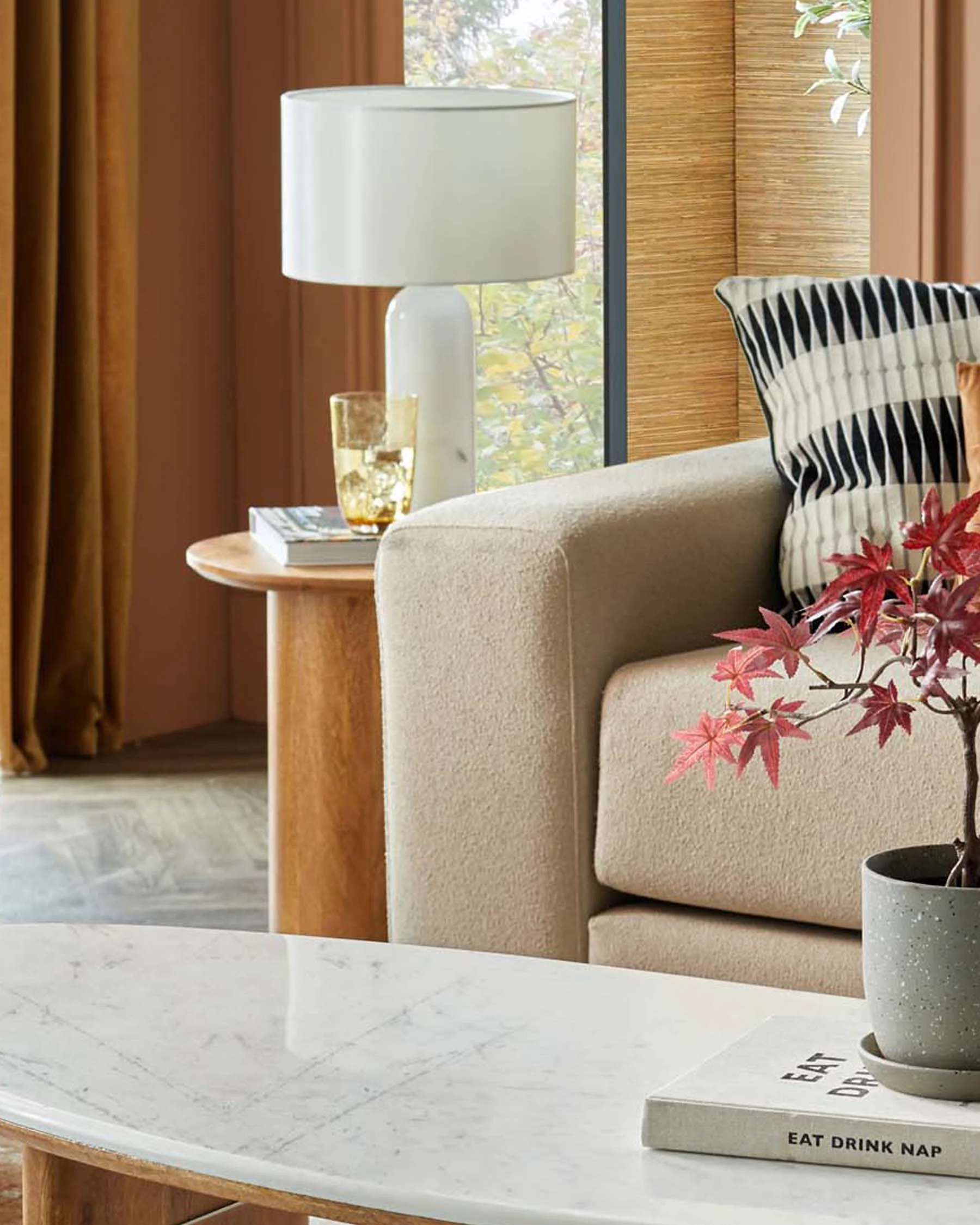 Louis White Marble Shaded Table Lamp With White Shade - Image 5